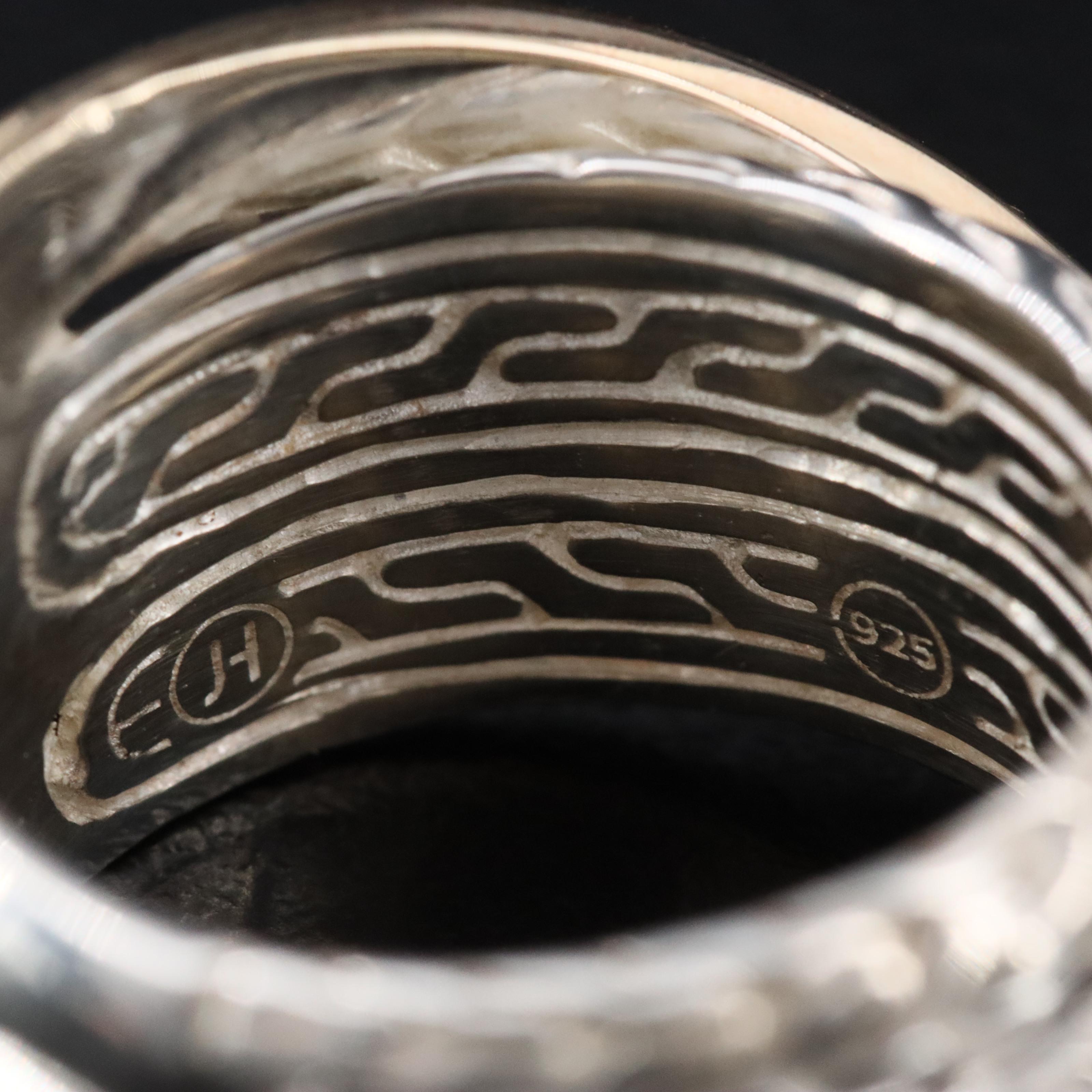 John Hardy JH Essential Sterling and 14K Crossover Chain Ring
