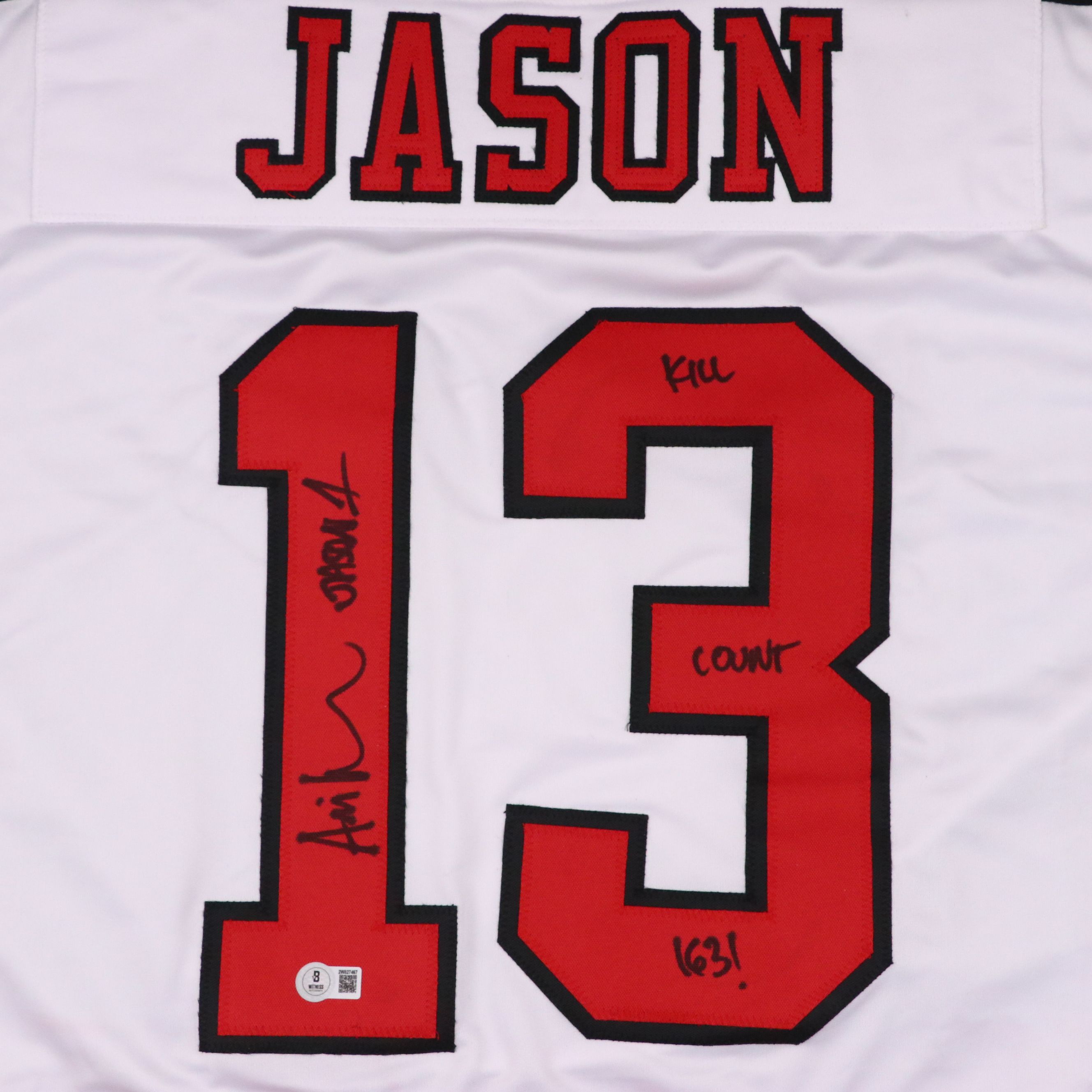 Ari Lehman Signed "Friday The 13th" Hockey Jersey with Signed Trading Card