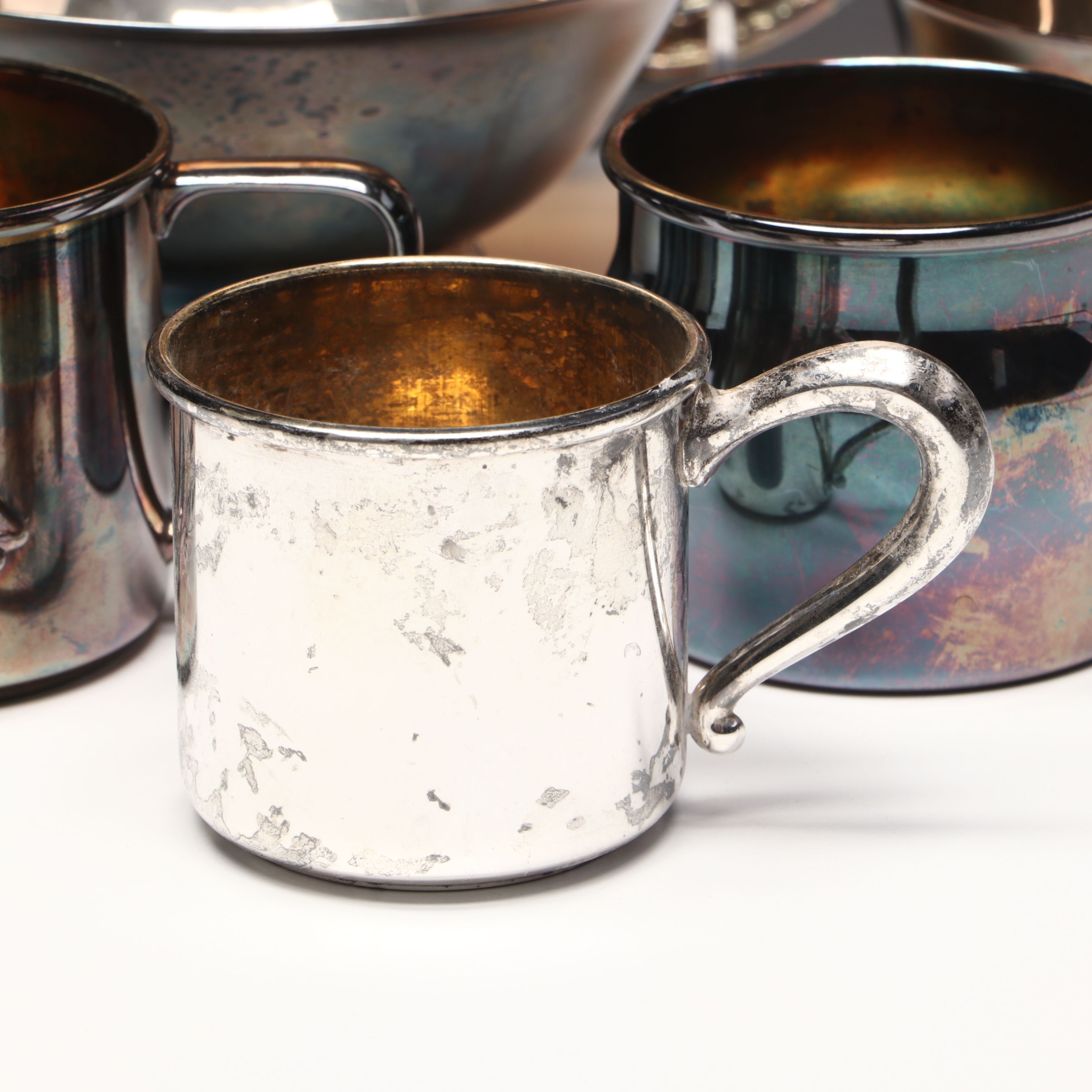 Web Sterling Silver Baby Cup with Other American Silver Plate Serveware