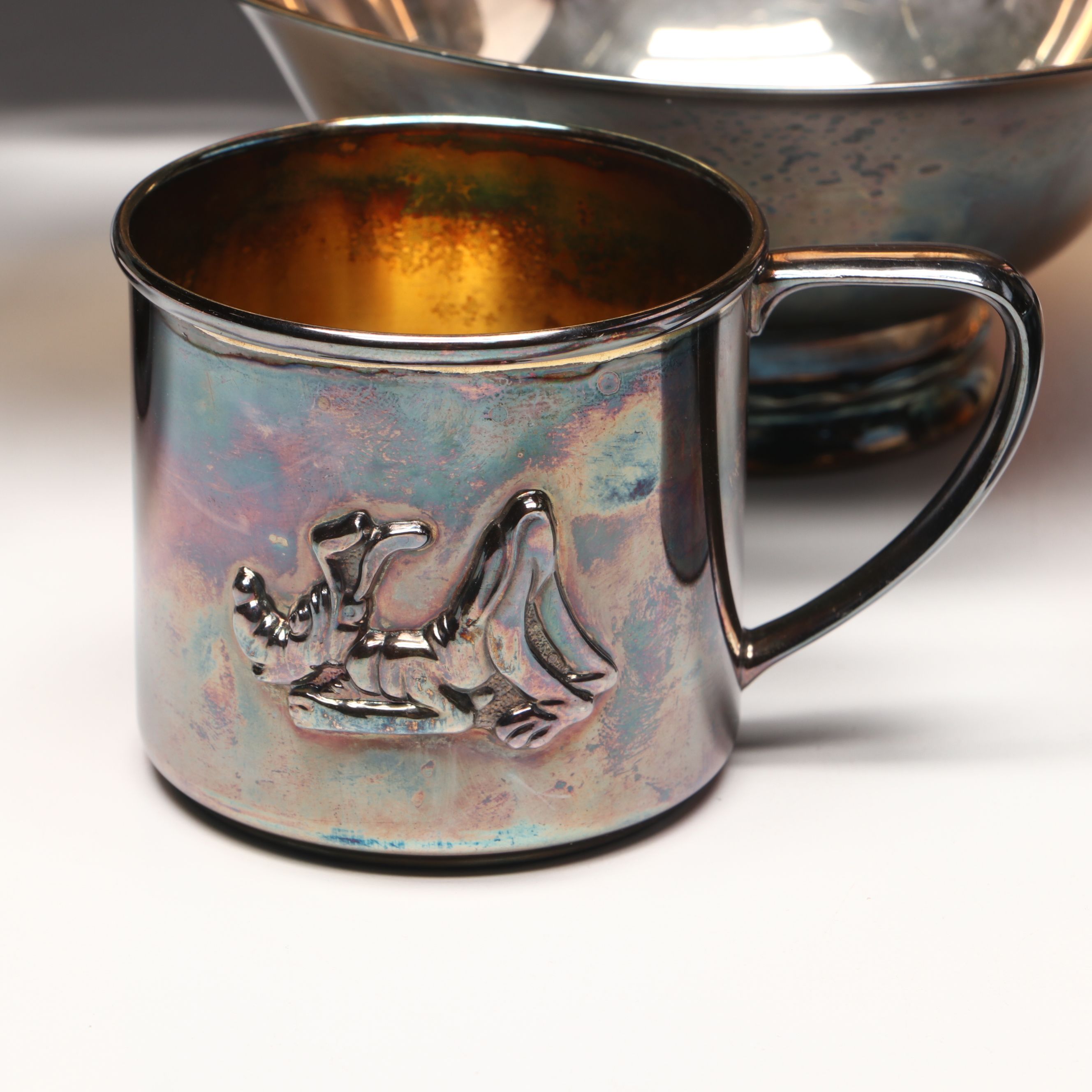 Web Sterling Silver Baby Cup with Other American Silver Plate Serveware