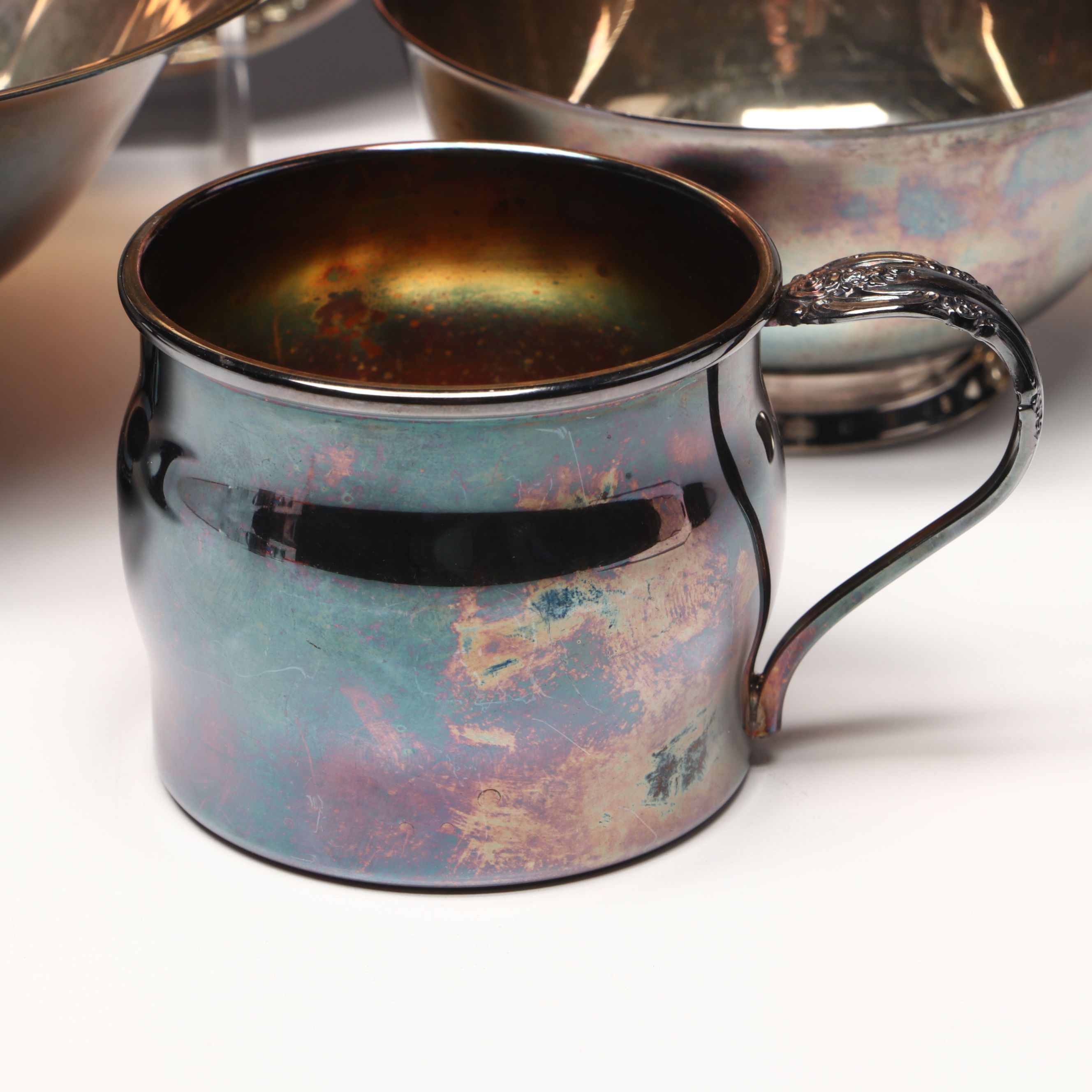 Web Sterling Silver Baby Cup with Other American Silver Plate Serveware
