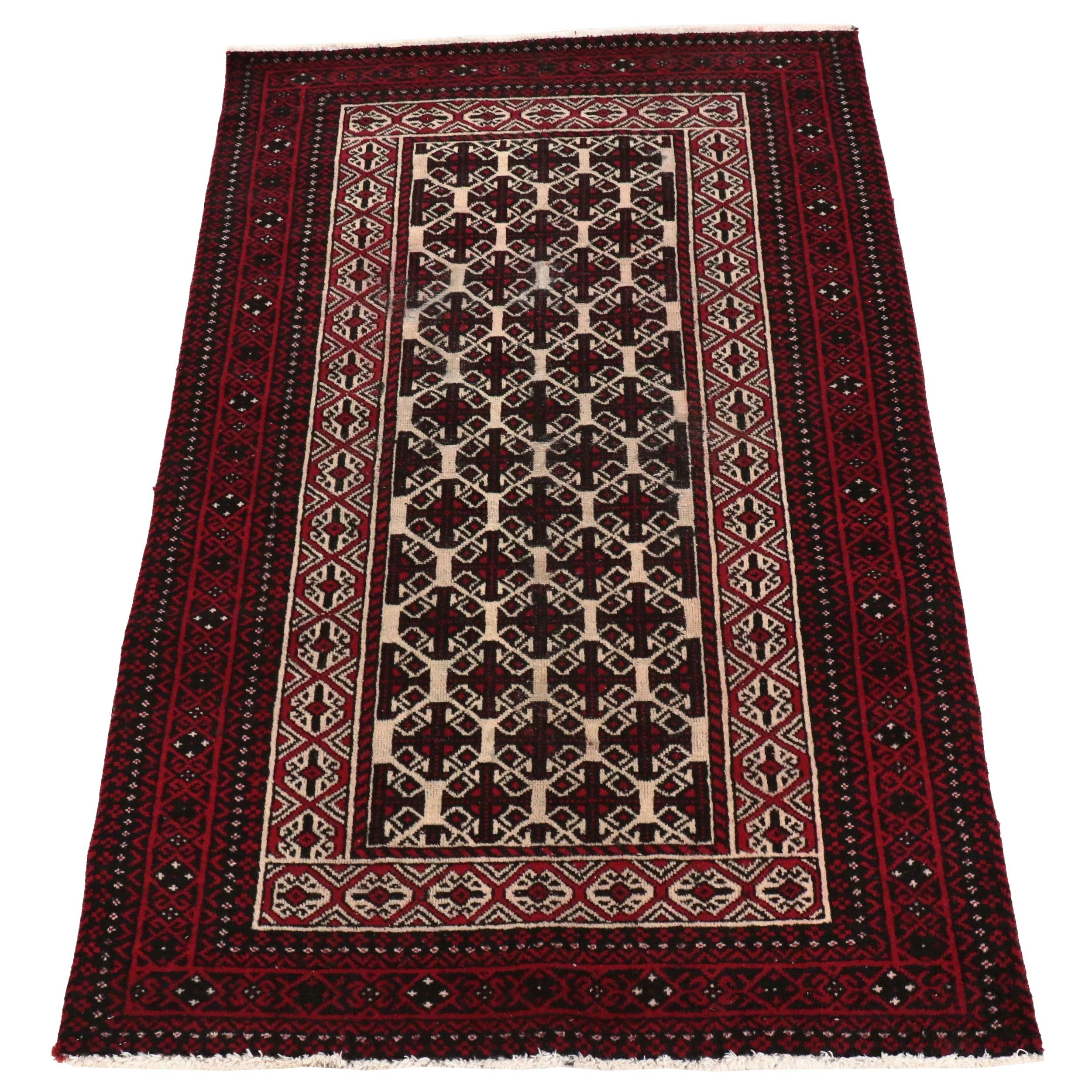 4' x 6'5 Hand-Knotted Afghan Baluch Area Rug