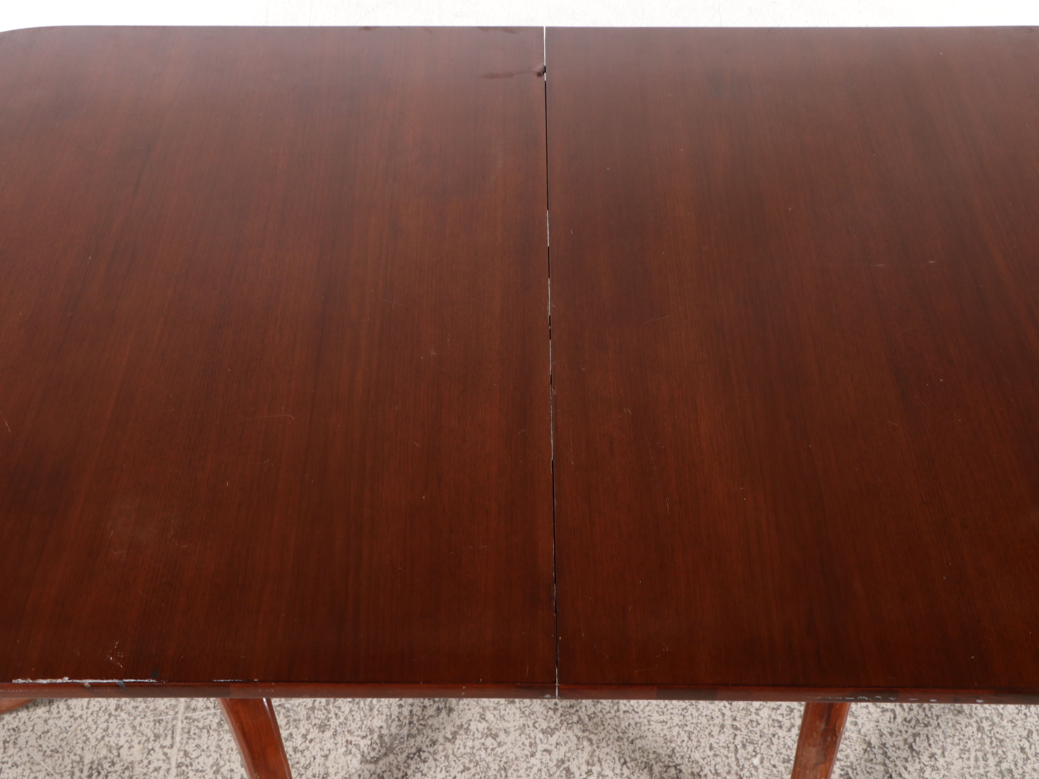 Regency Style Mahogany Double Pedestal Dining Table and Six Harp-Back Chairs