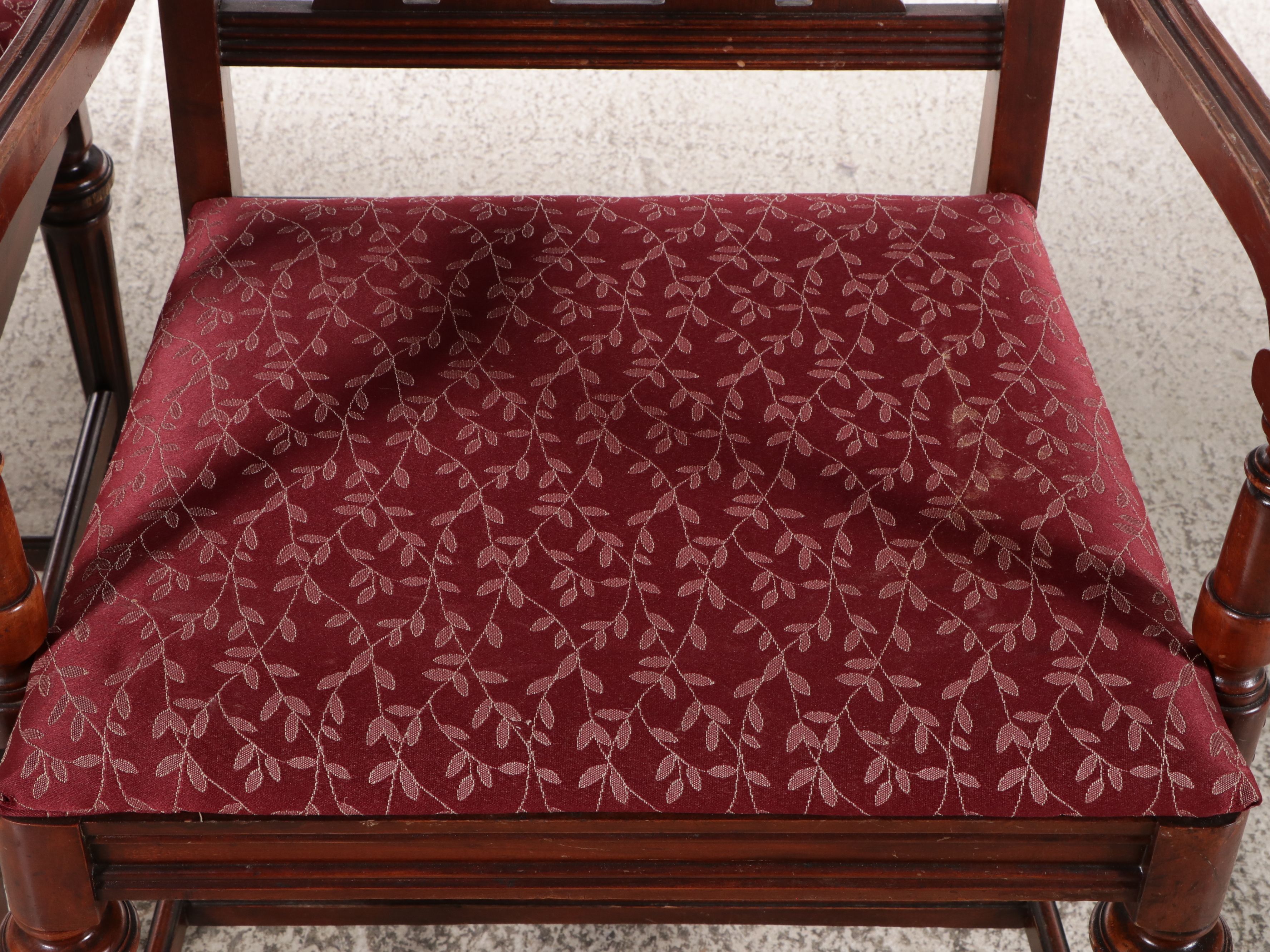 Regency Style Mahogany Double Pedestal Dining Table and Six Harp-Back Chairs