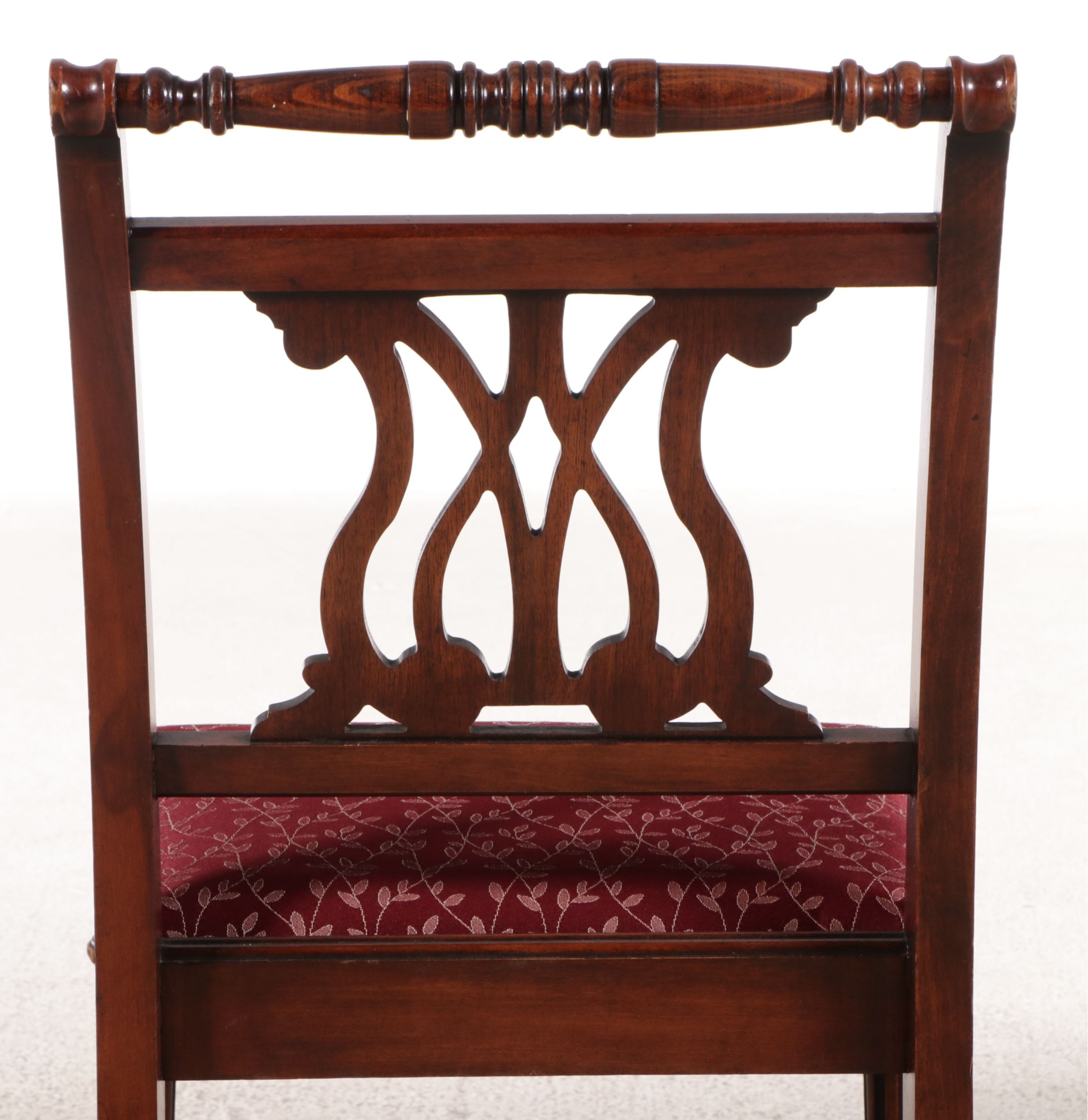 Regency Style Mahogany Double Pedestal Dining Table and Six Harp-Back Chairs