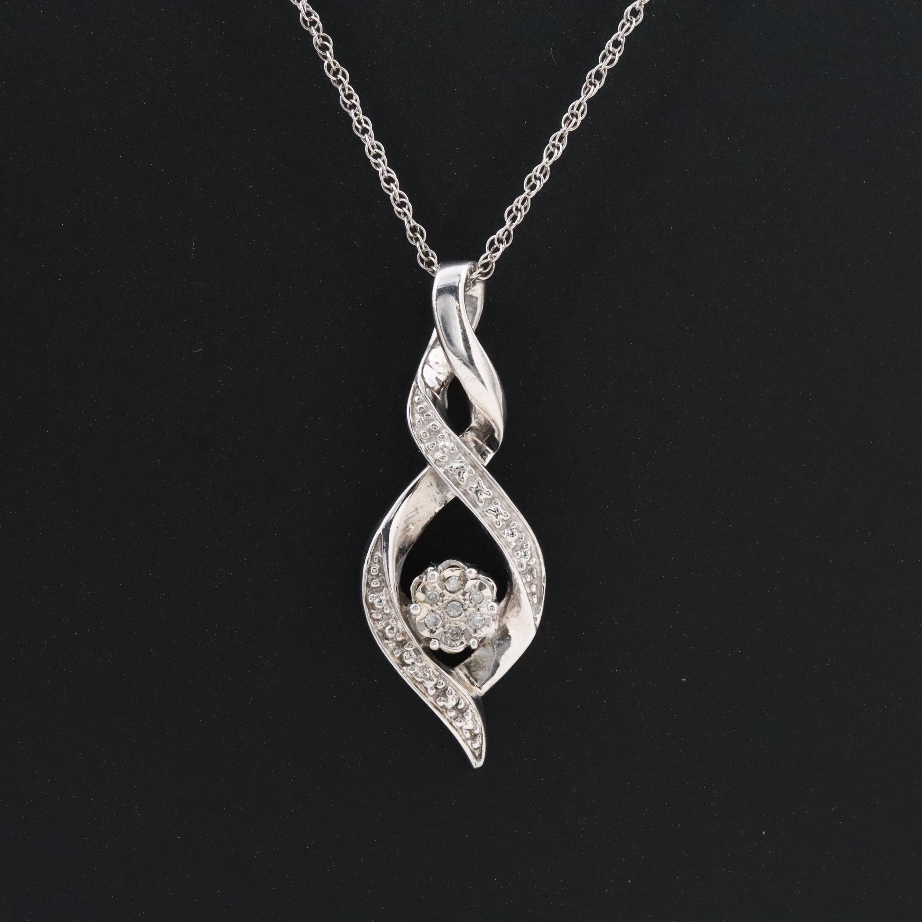 Sterling Diamond Pendant Necklace