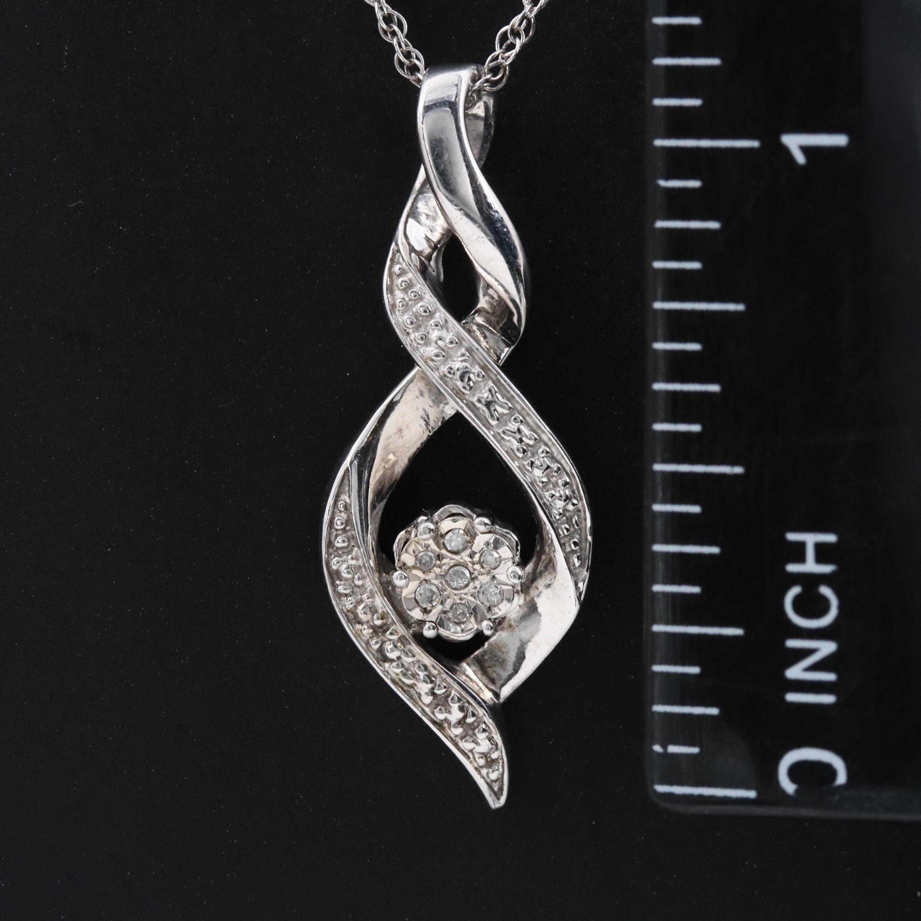 Sterling Diamond Pendant Necklace