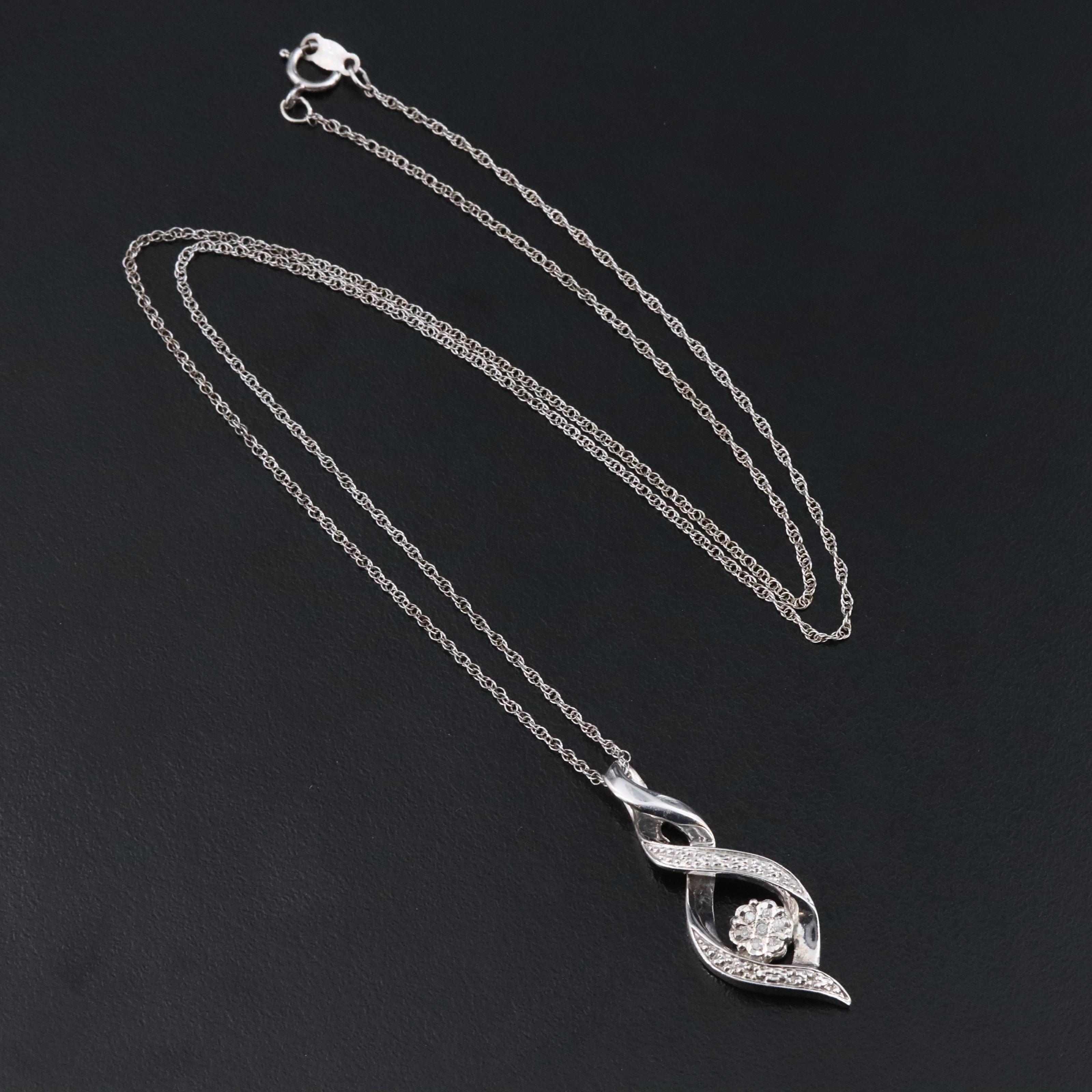 Sterling Diamond Pendant Necklace