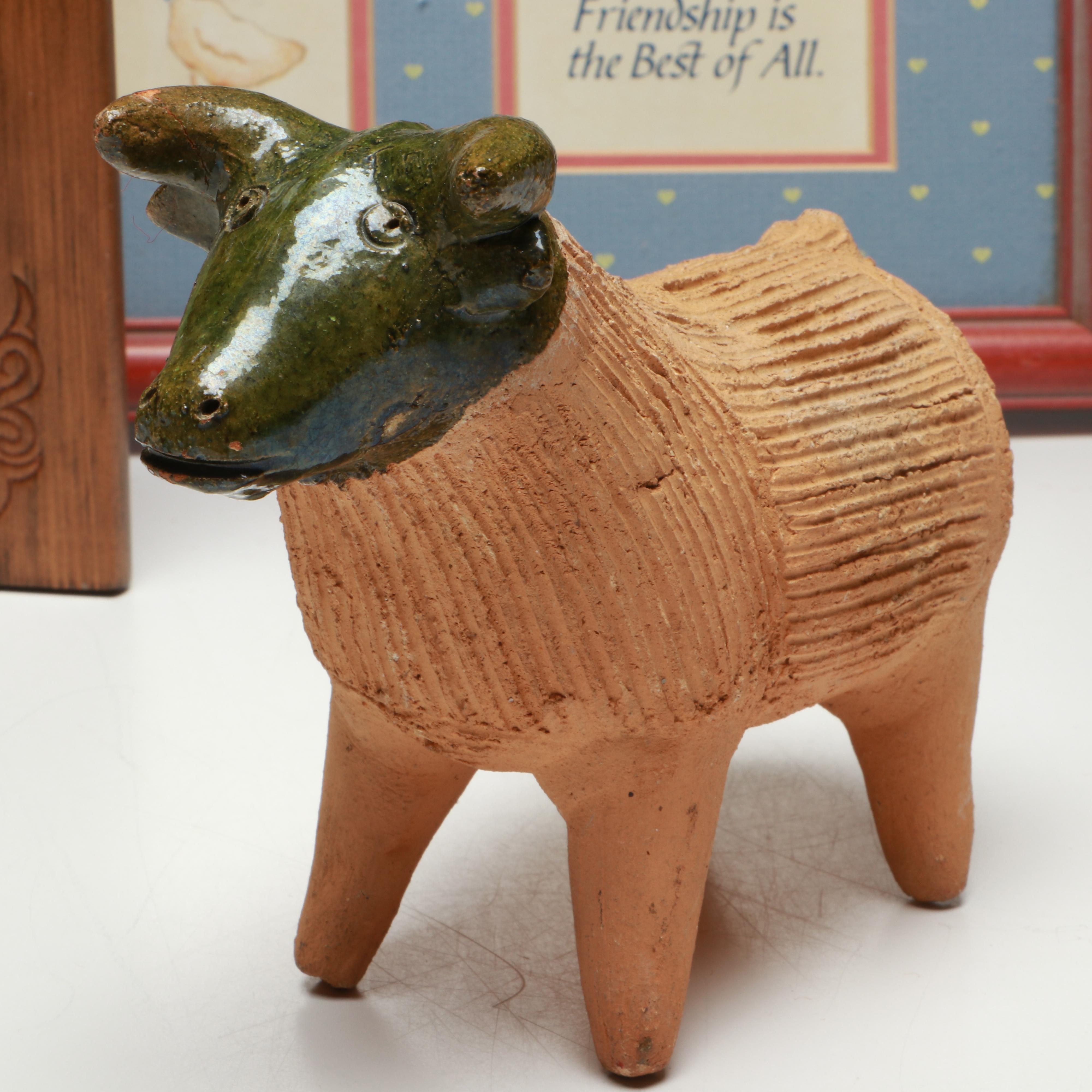 Vintage Coin Banks, Folding Picture Frame and Other Table Décor