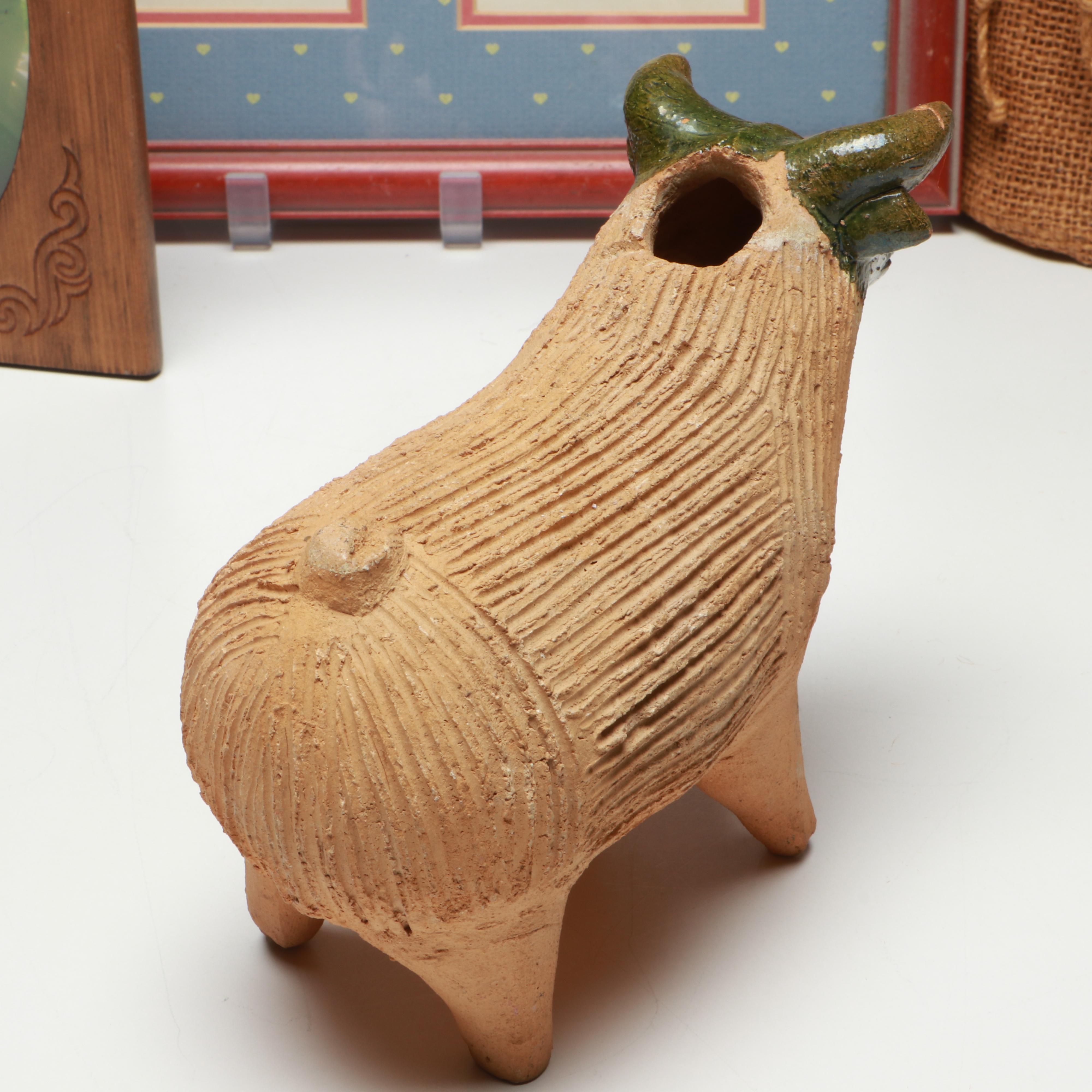 Vintage Coin Banks, Folding Picture Frame and Other Table Décor