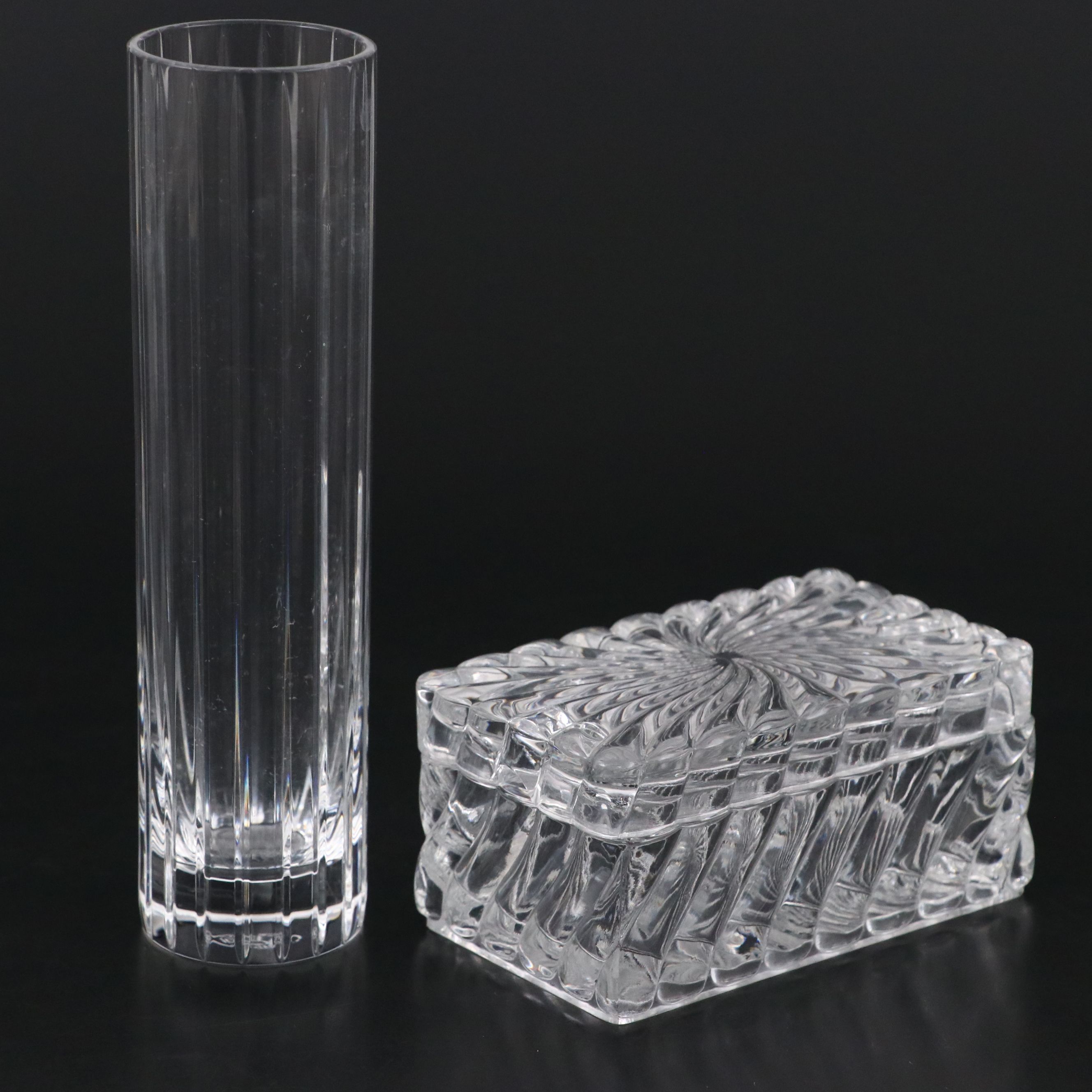 Baccarat "Harmonie" Crystal Bud Vase with "Swirl" Lidded Box