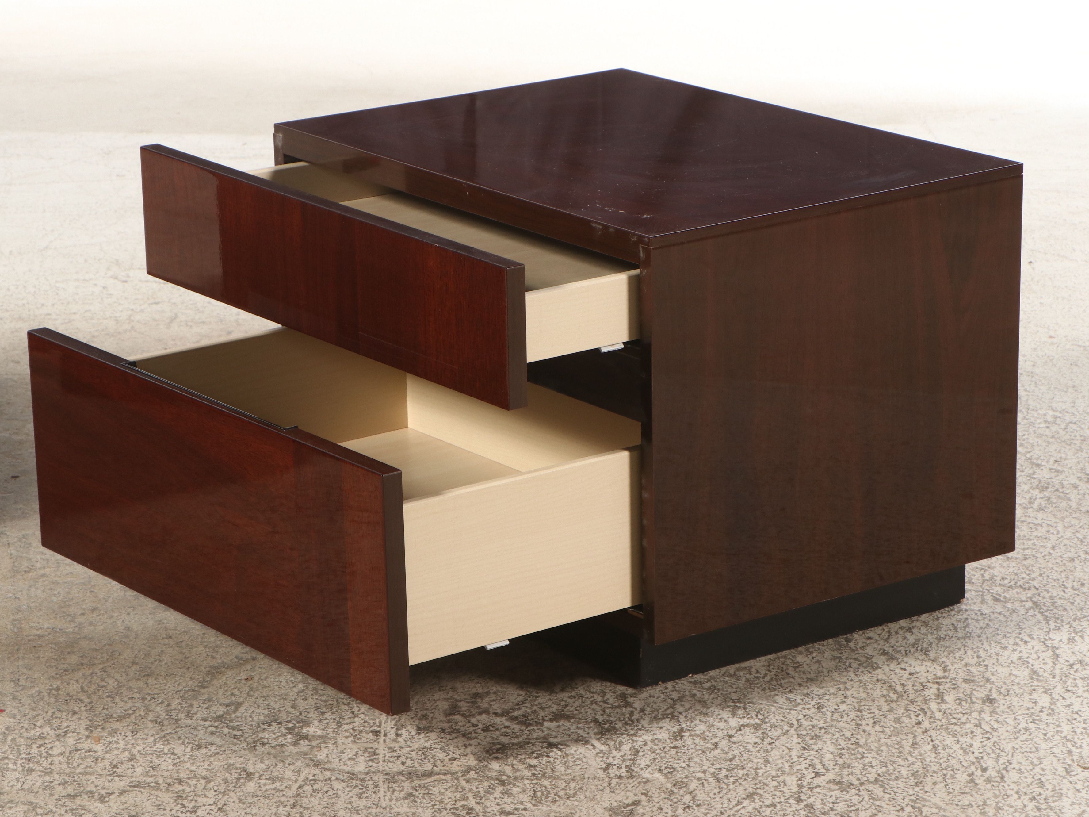 Alf Italia Coffee Walnut High Gloss Finish Nightstands
