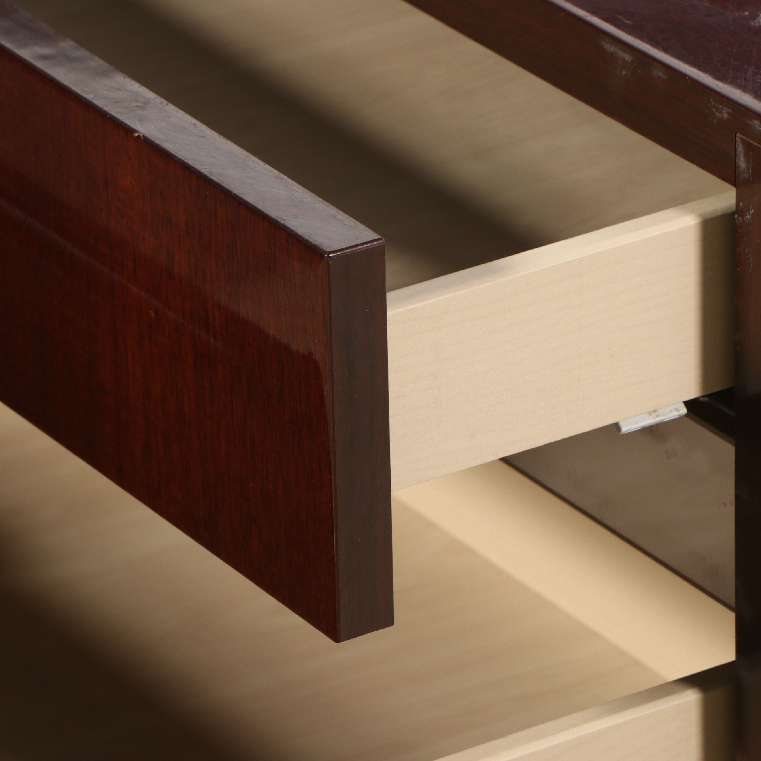 Alf Italia Coffee Walnut High Gloss Finish Nightstands