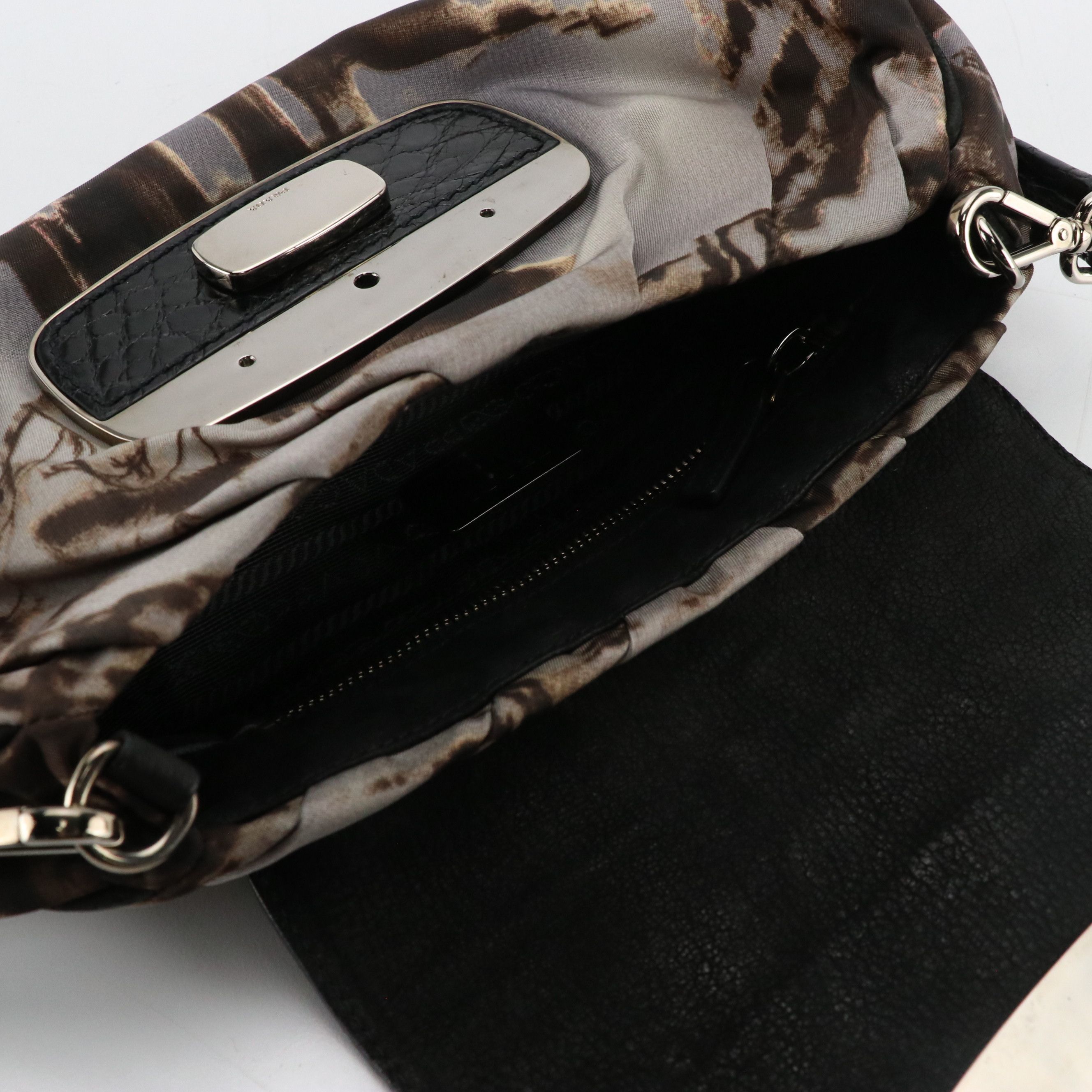 Prada Embellished Skipper Shoulder Bag in New York Street Templi Tessuto Nylon