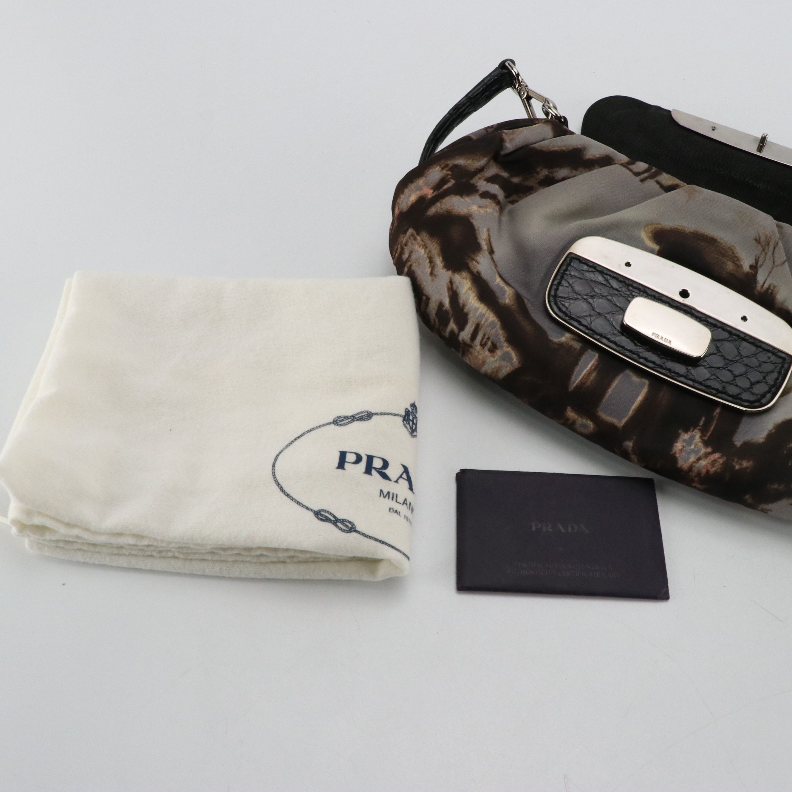 Prada Embellished Skipper Shoulder Bag in New York Street Templi Tessuto Nylon