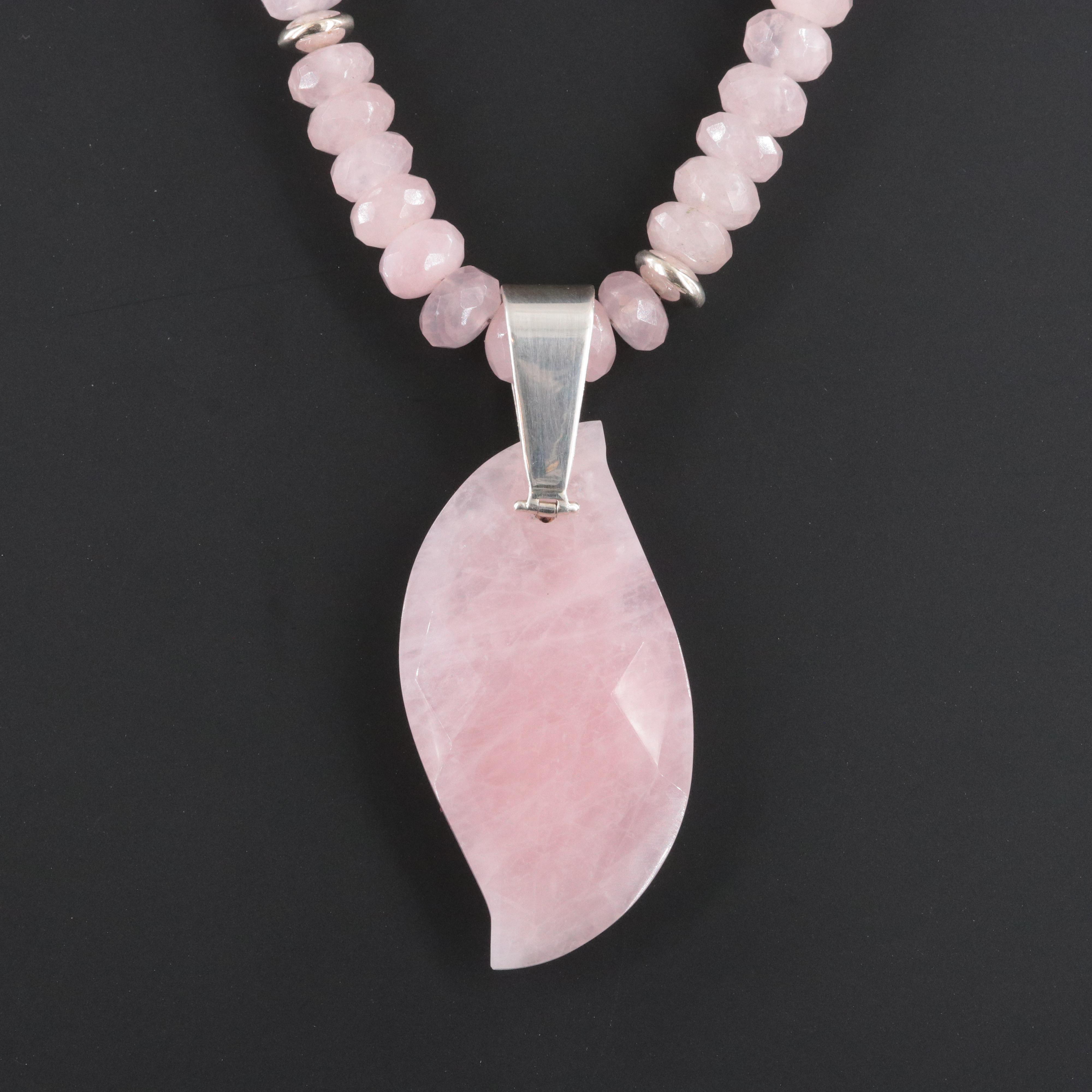 Desert Rose Trading Sterling Rose Quartz Necklace