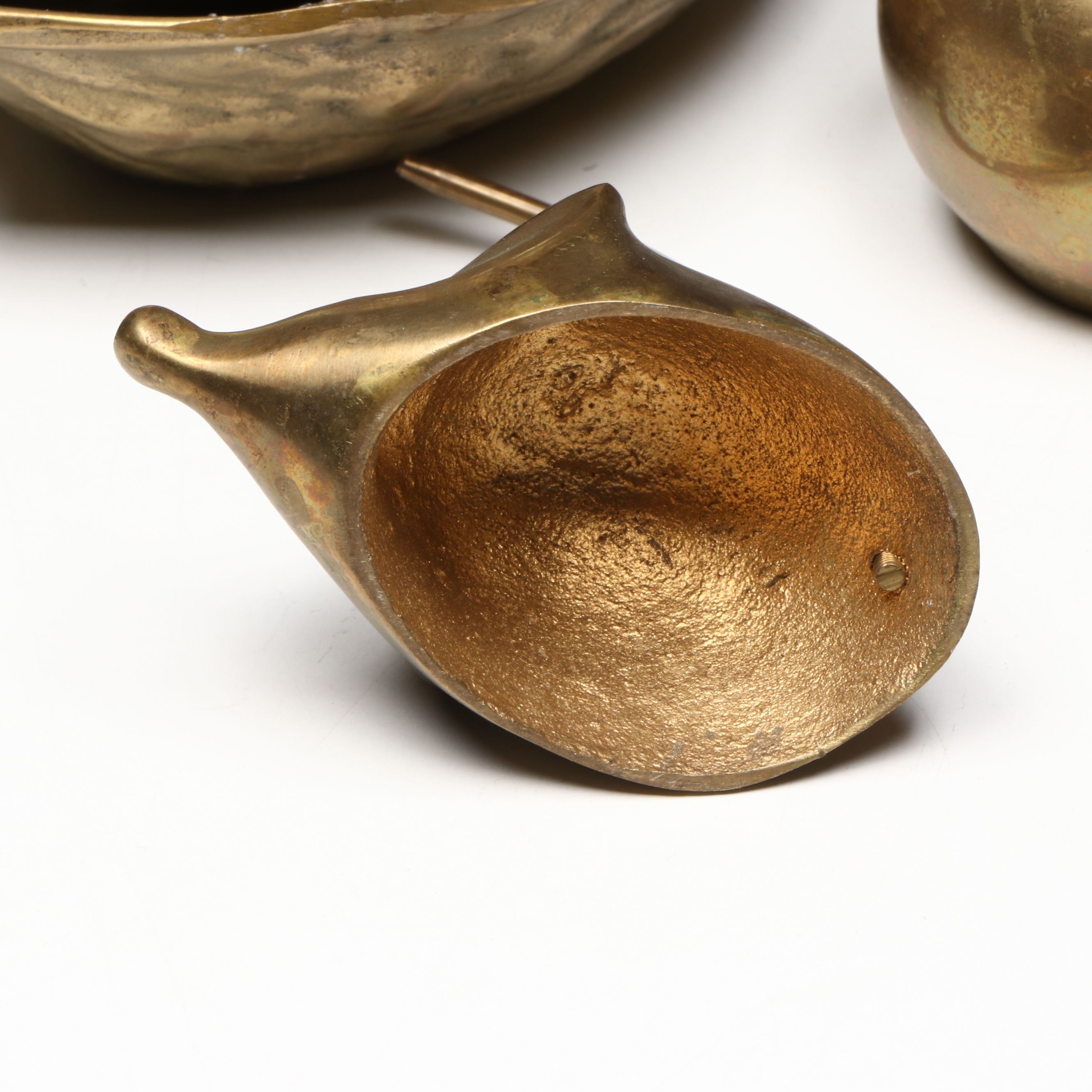 Walnut-Shaped Nutcracker with Other Brass Figures, Mid to Late 20th Century