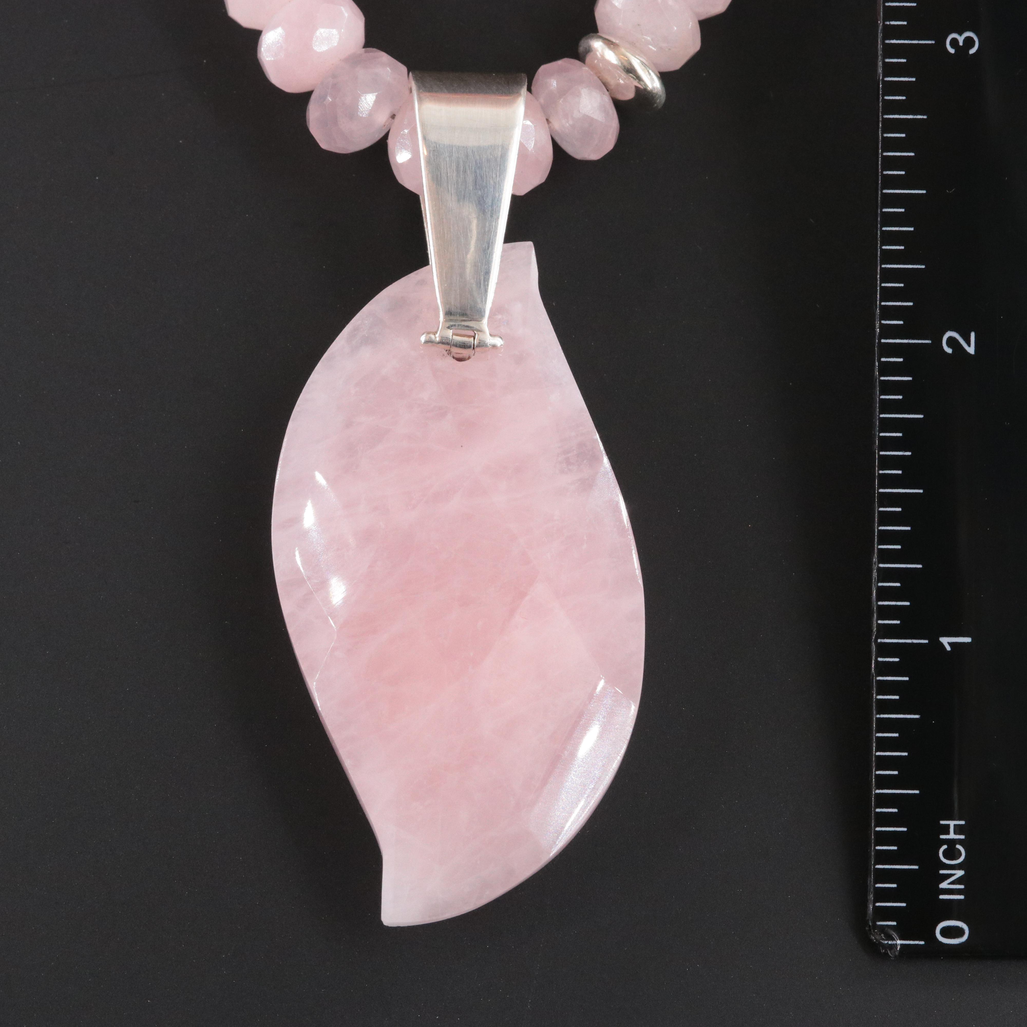 Desert Rose Trading Sterling Rose Quartz Necklace