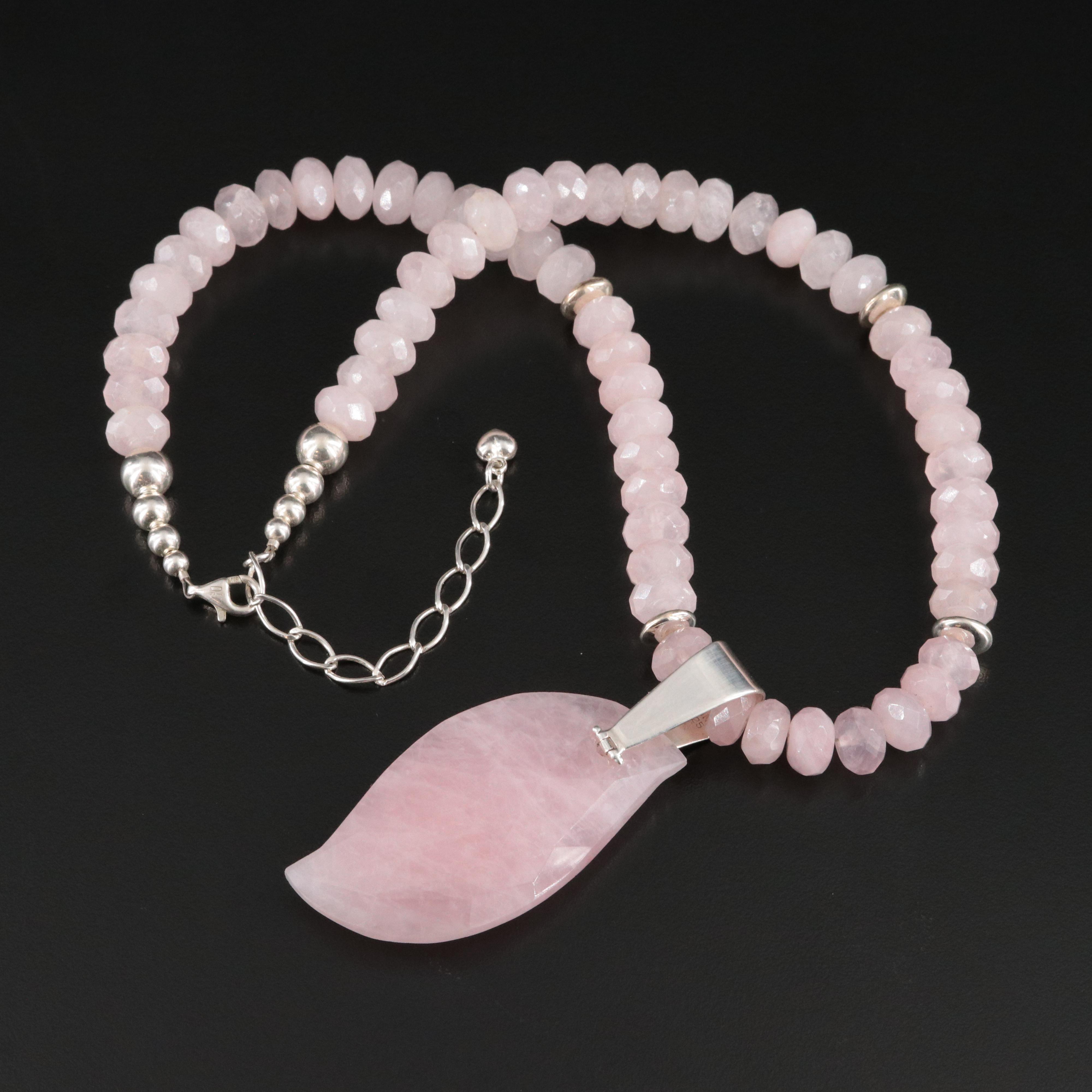 Desert Rose Trading Sterling Rose Quartz Necklace