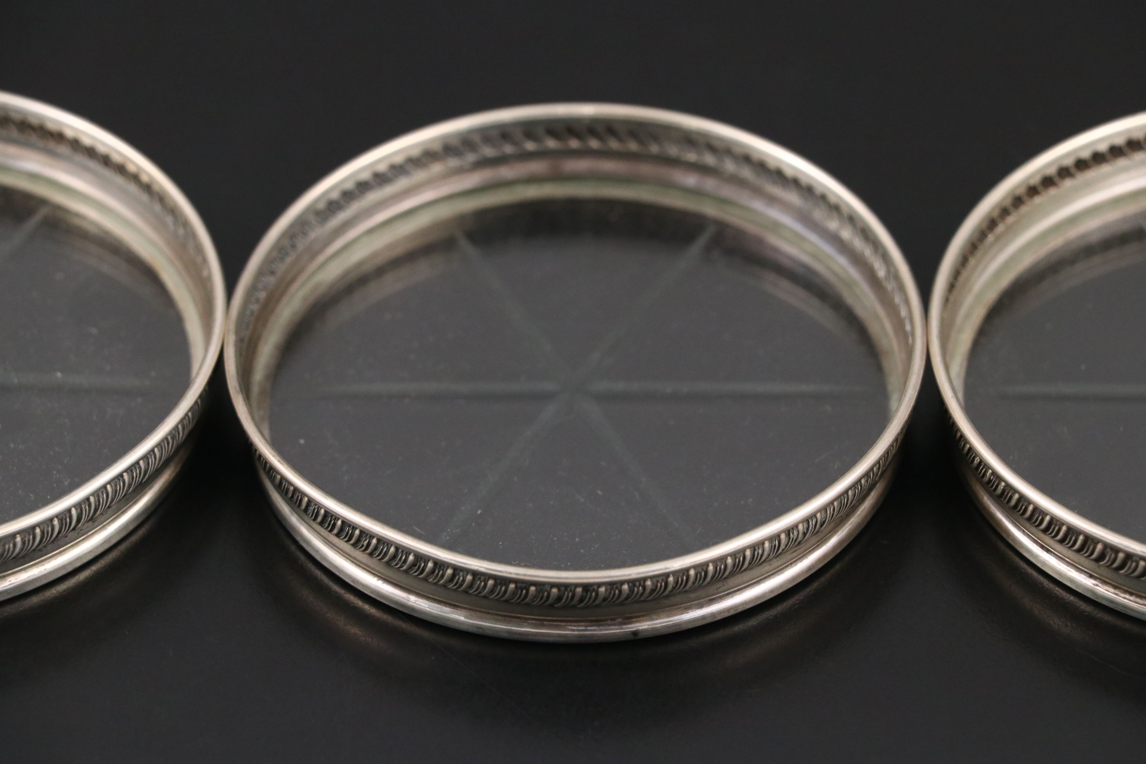 Sterling Silver Rimmed Glass Coasters