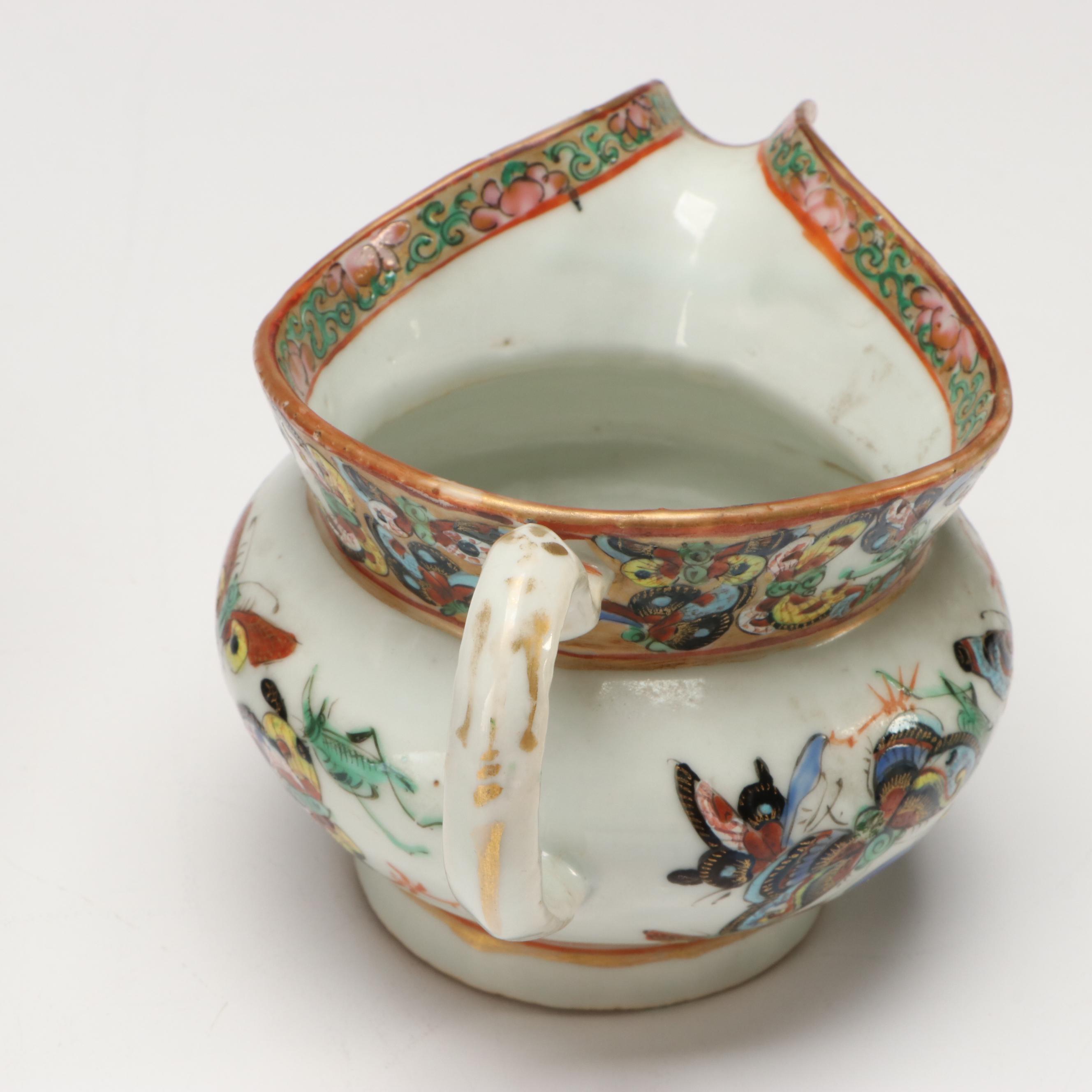 Japanese Imari Porcelain Ginger Jar with Chinese Porcelain Bowl and Gravy Boat