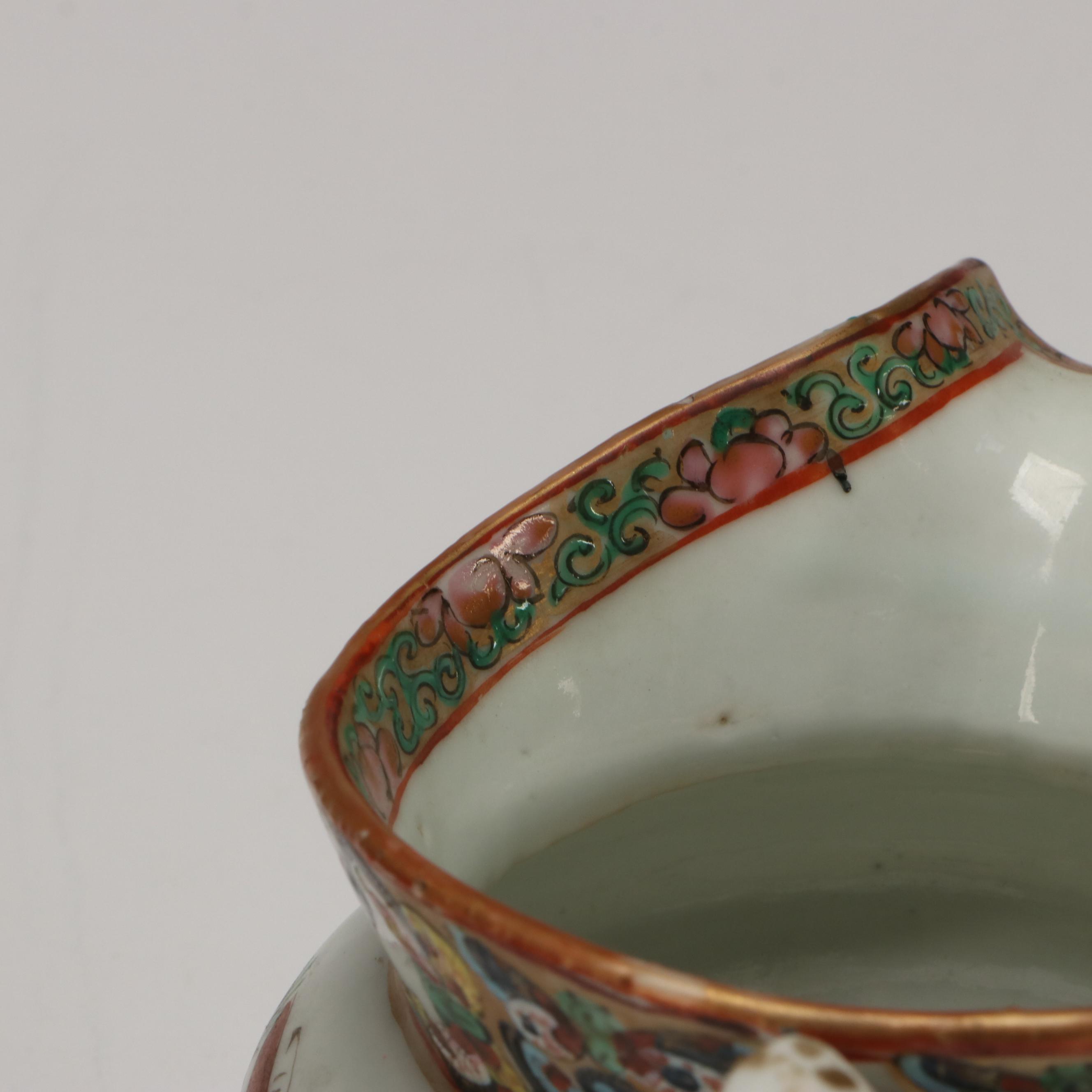 Japanese Imari Porcelain Ginger Jar with Chinese Porcelain Bowl and Gravy Boat