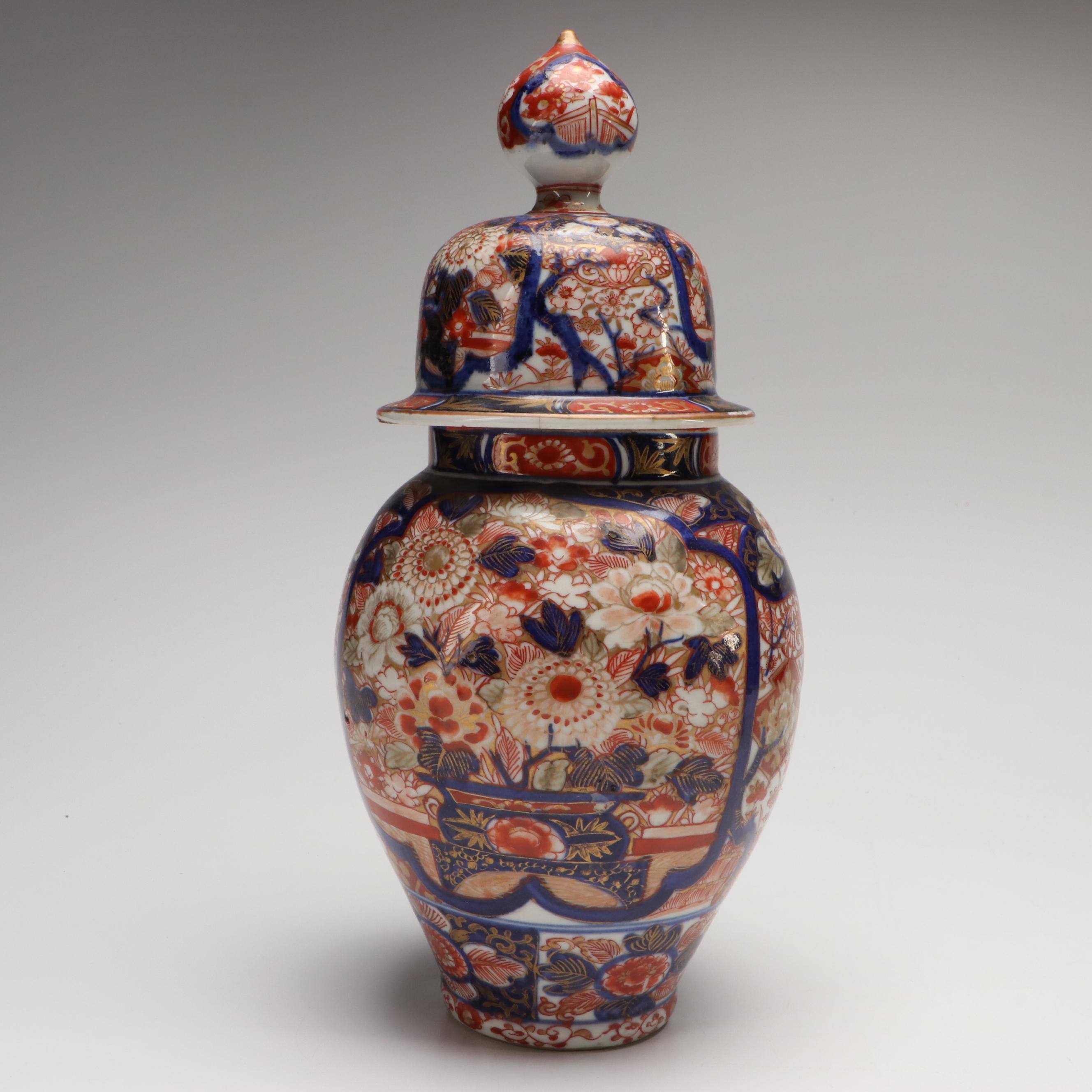 Japanese Imari Porcelain Ginger Jar with Chinese Porcelain Bowl and Gravy Boat