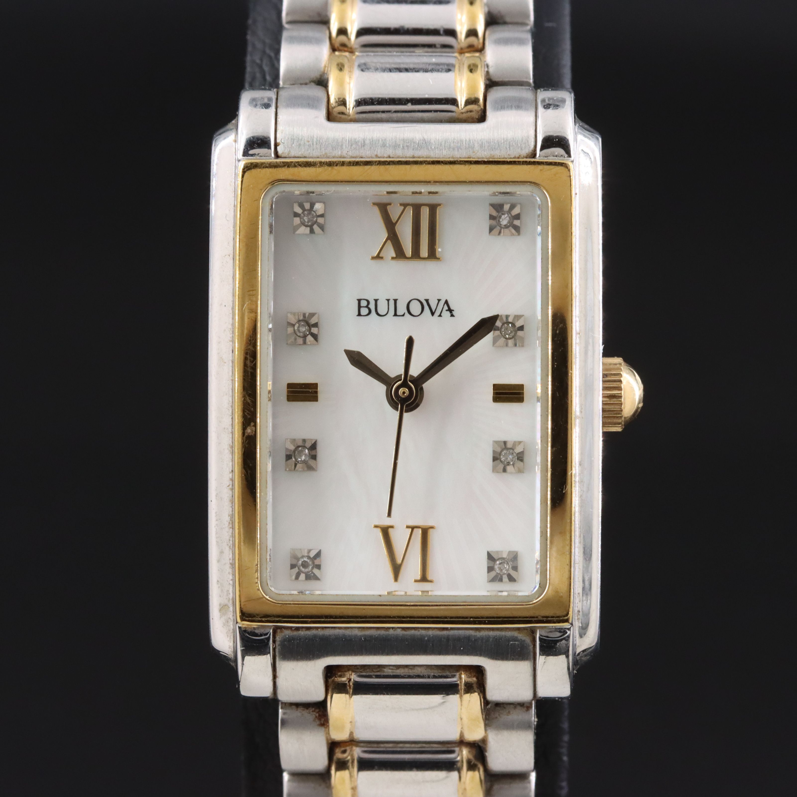 Bulova Sutton Diamond Accented and Mother-of-Pearl Two-Tone Dress Watch #98P144