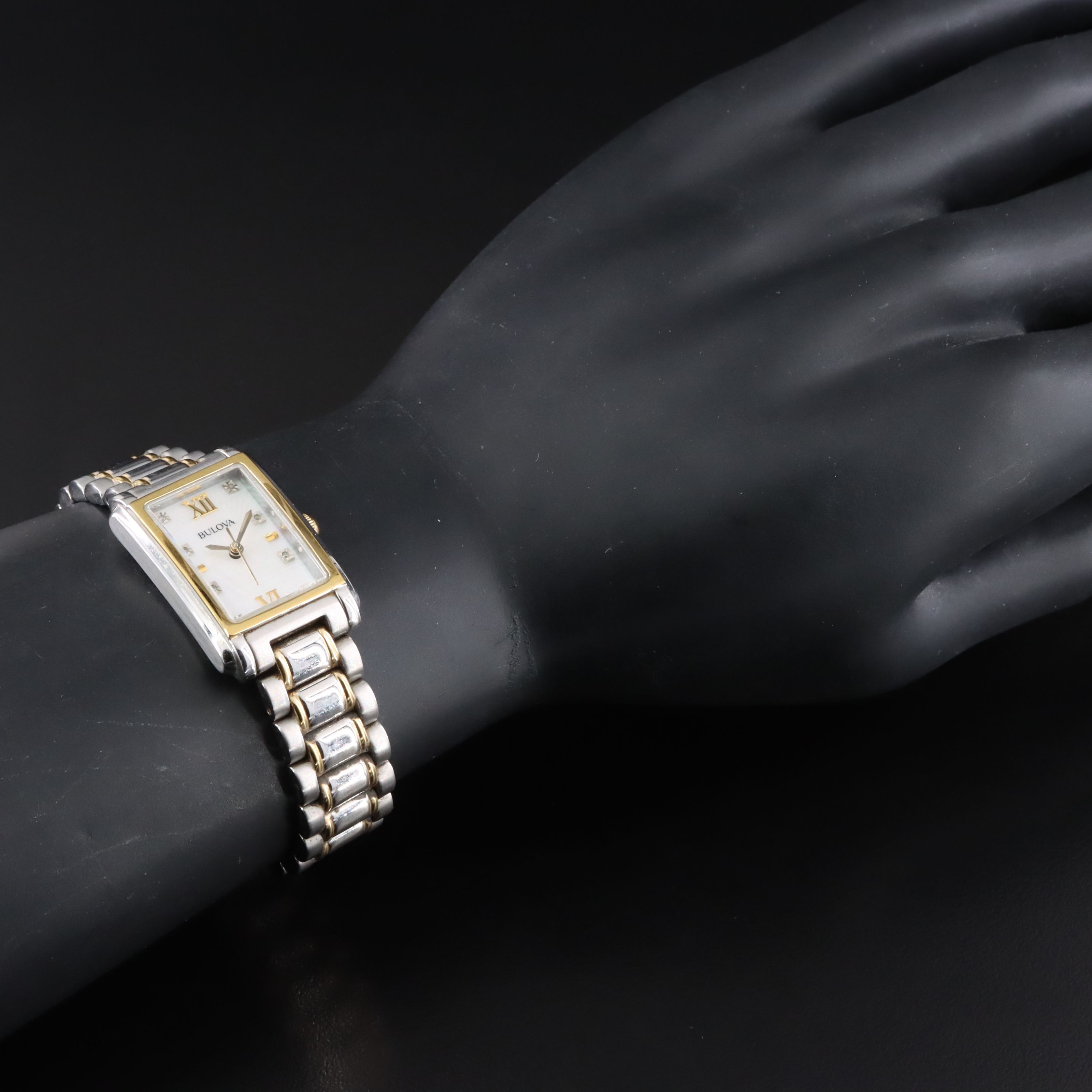 Bulova Sutton Diamond Accented and Mother-of-Pearl Two-Tone Dress Watch #98P144