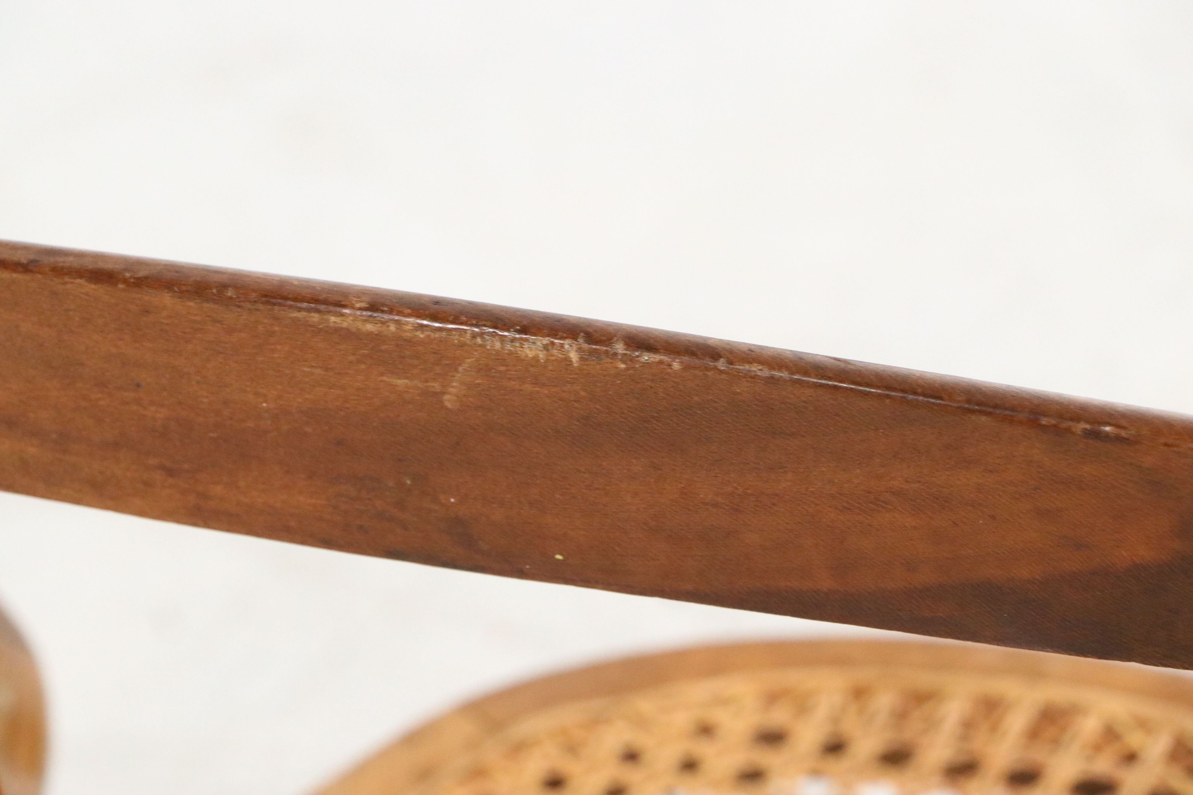 Set of Four Eastlake Style Birdseye Maple Accented Cane Bottom Chairs