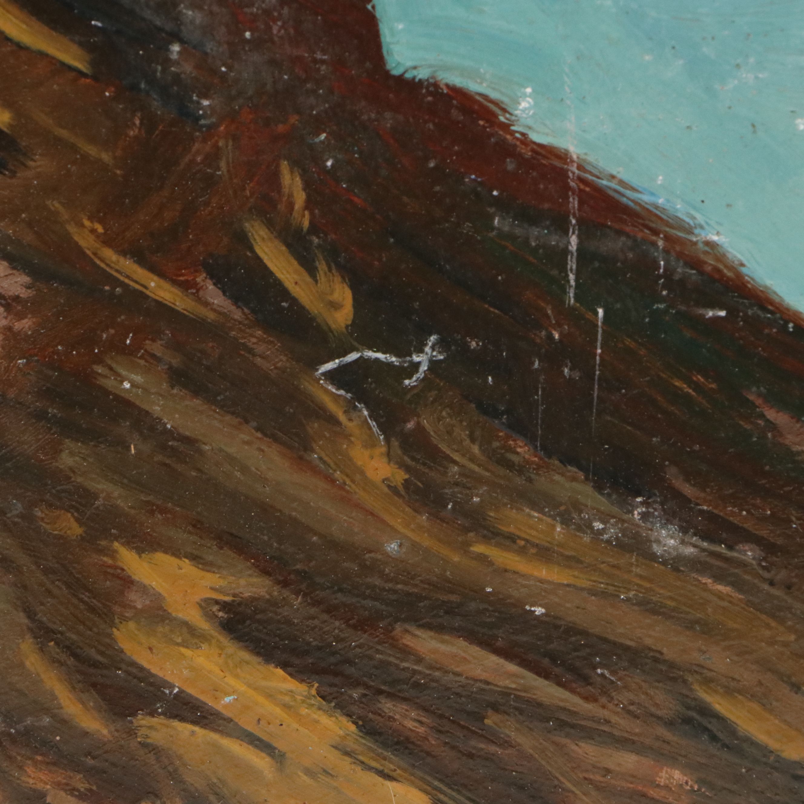 Bernard Lennon Oil Painting of Coastal Cliffs, Mid-20th Century