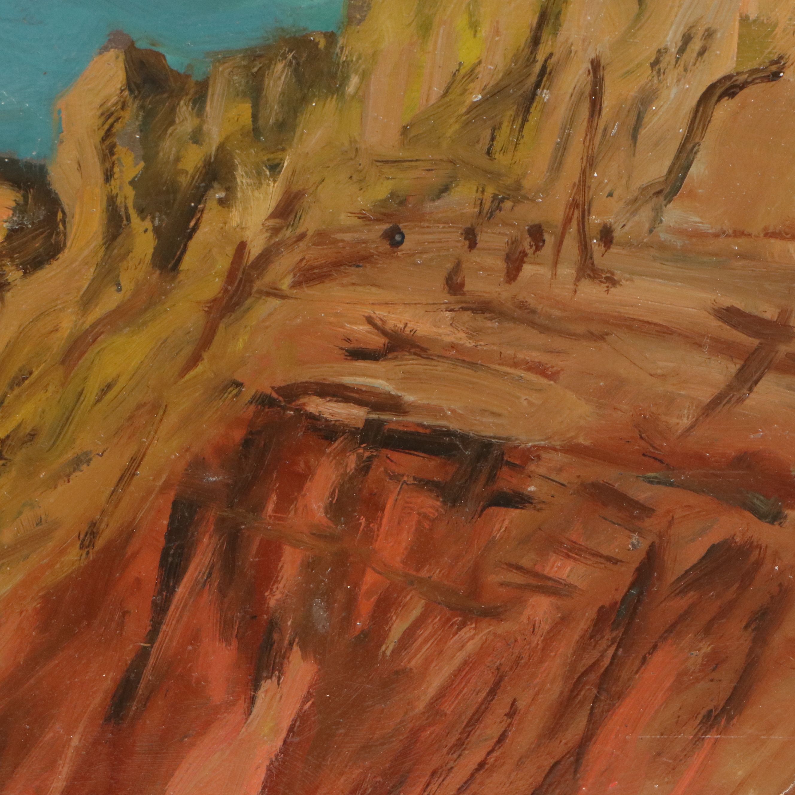 Bernard Lennon Oil Painting of Coastal Cliffs, Mid-20th Century