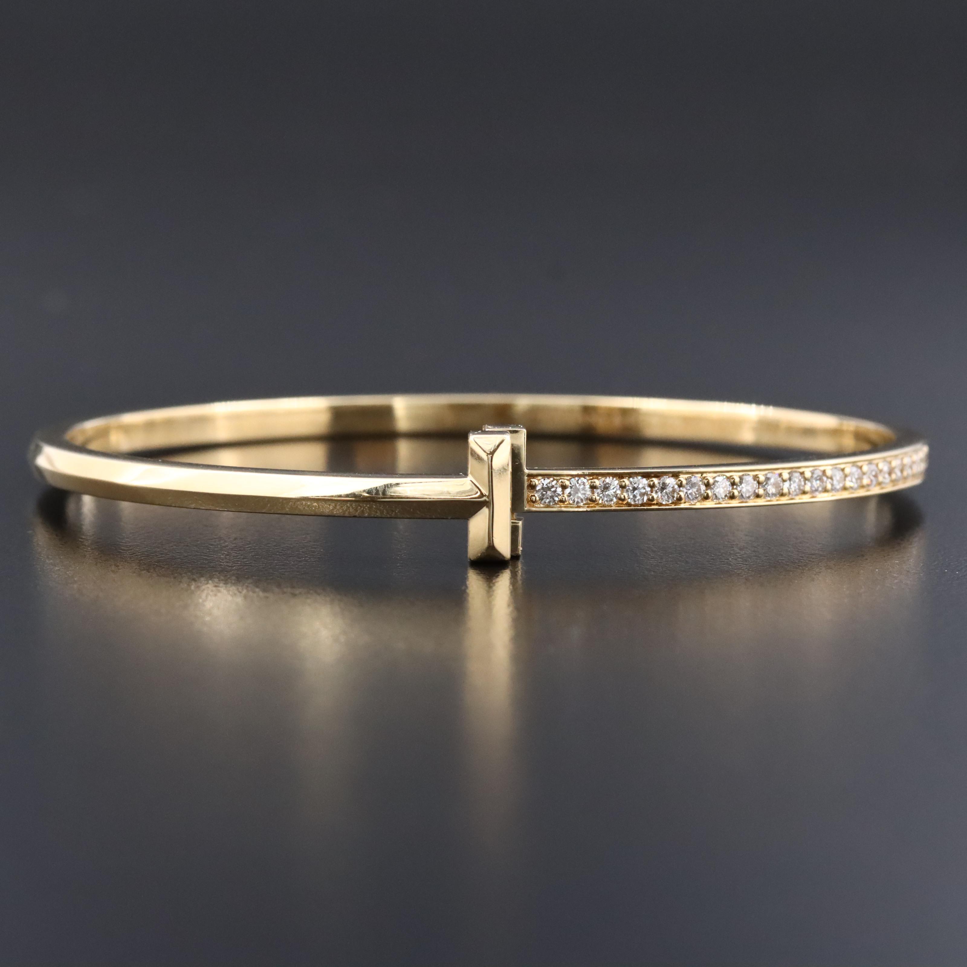 Tiffany & Co. "T1" 18K 1.07 CTW Diamond Hinged Bracelet