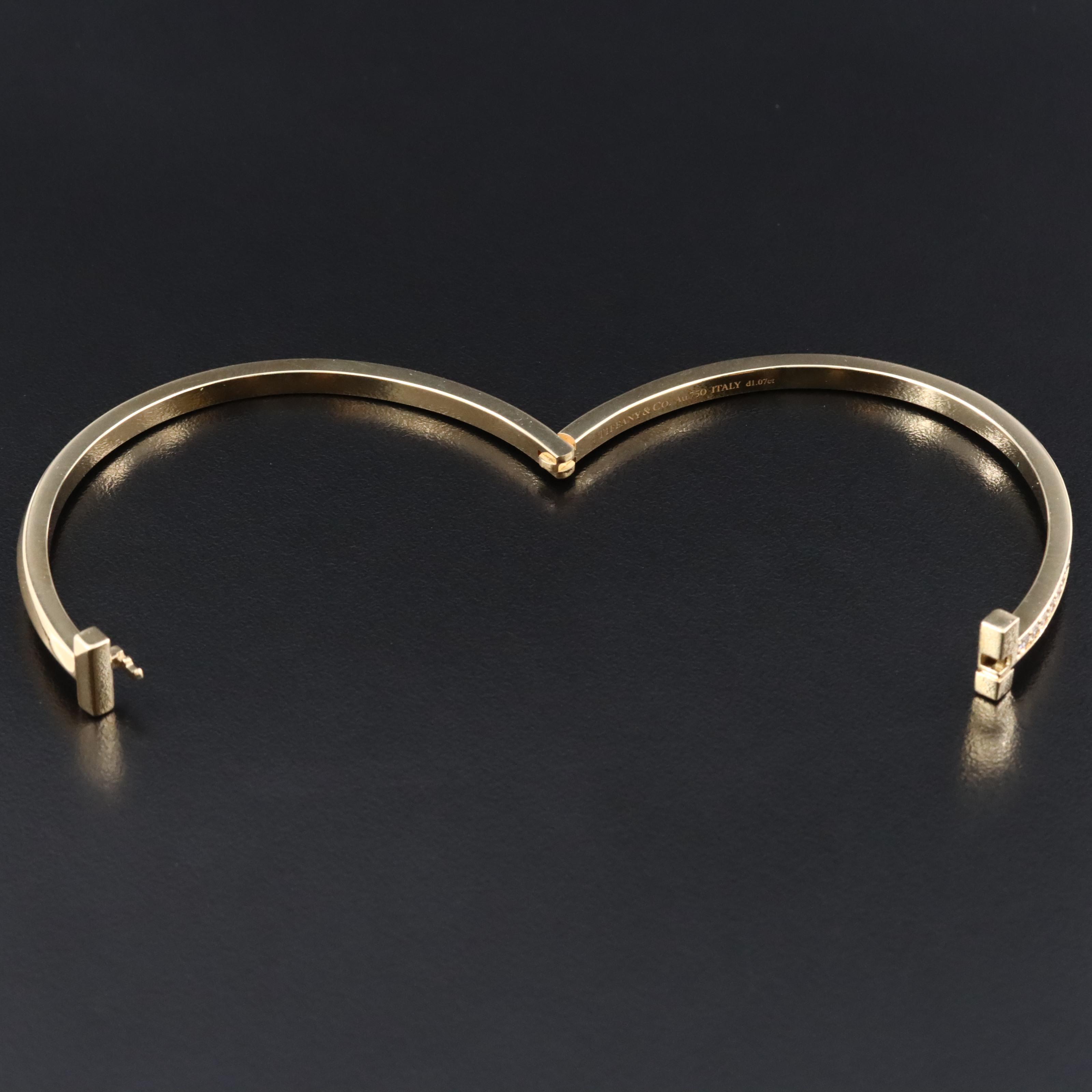 Tiffany & Co. "T1" 18K 1.07 CTW Diamond Hinged Bracelet