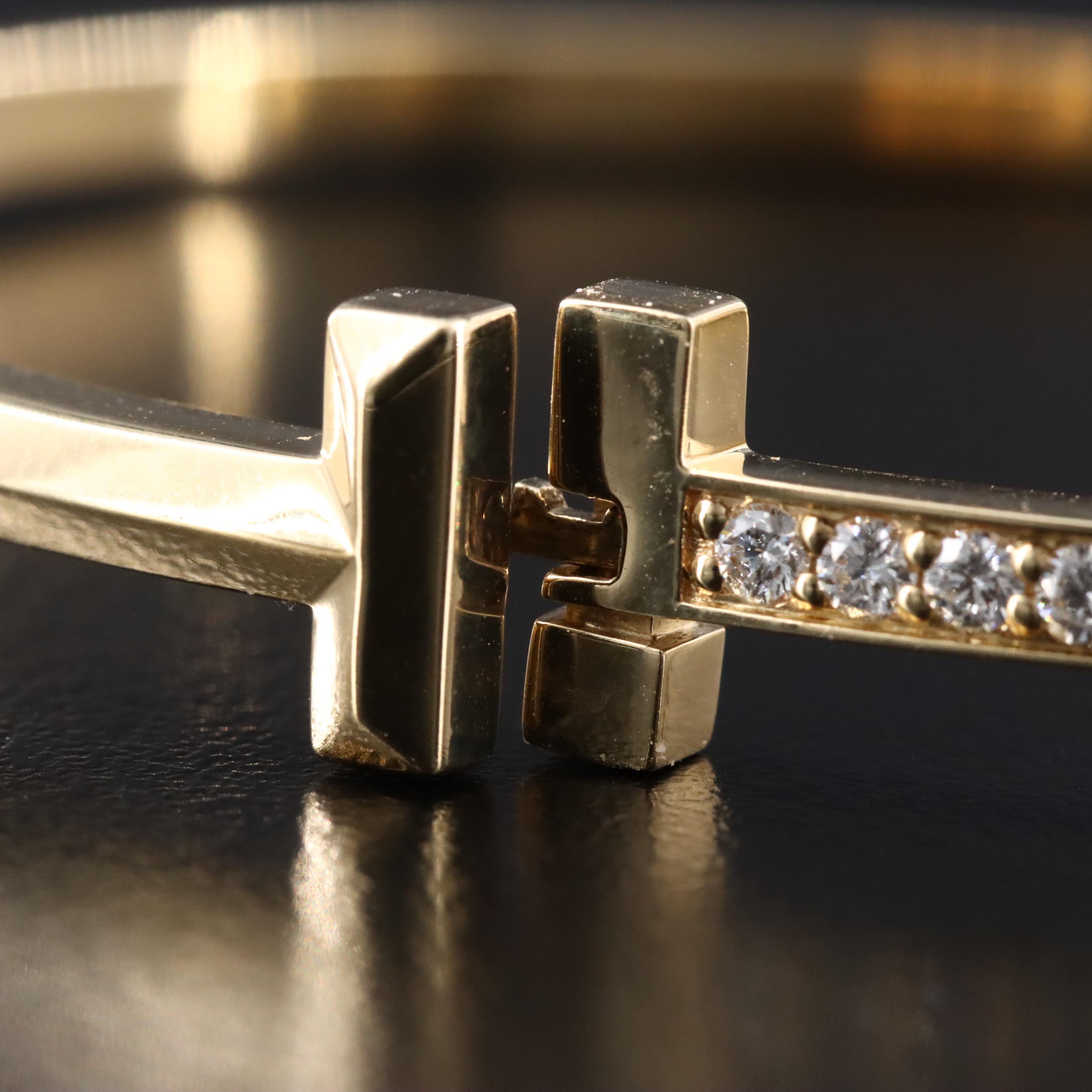 Tiffany & Co. "T1" 18K 1.07 CTW Diamond Hinged Bracelet