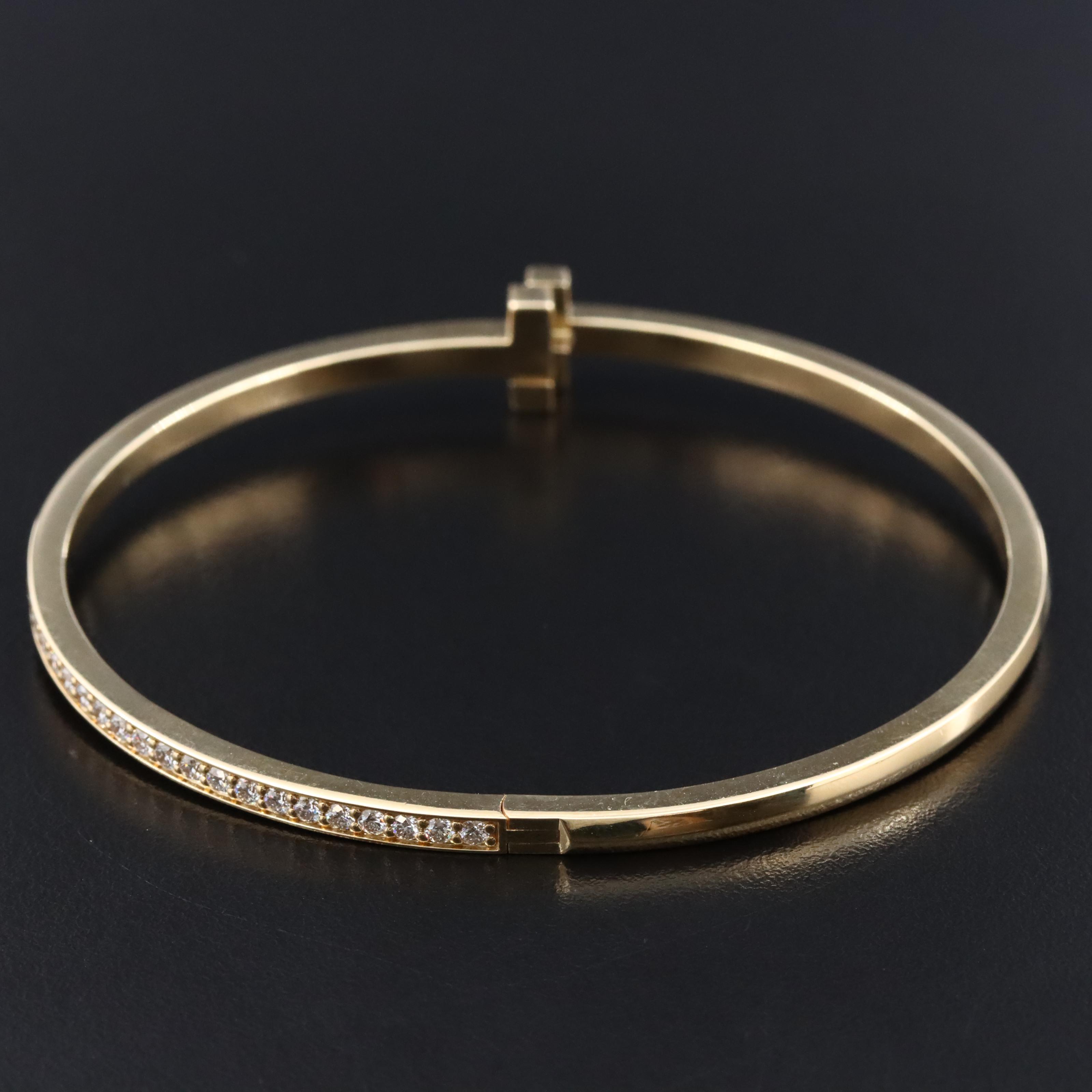 Tiffany & Co. "T1" 18K 1.07 CTW Diamond Hinged Bracelet
