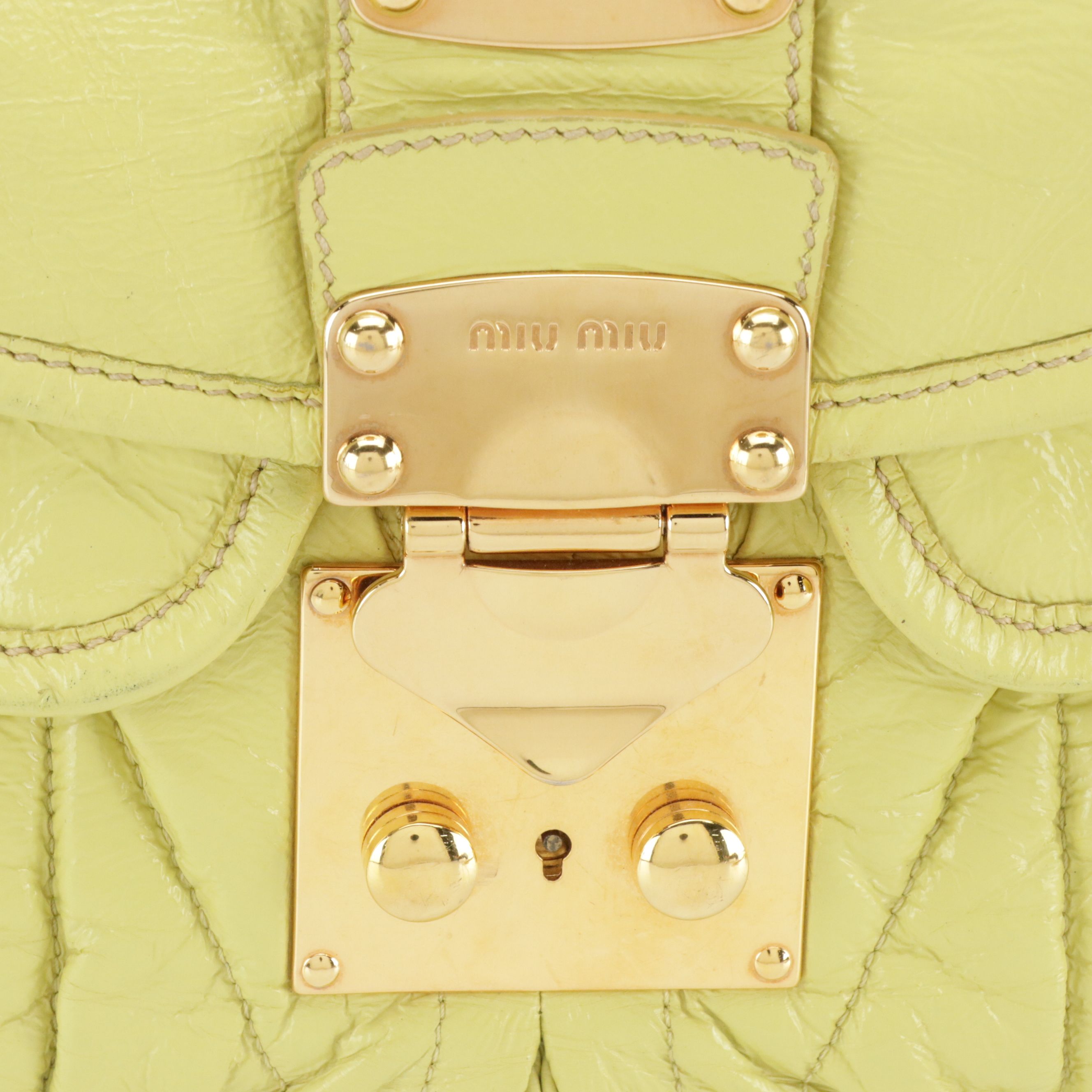 Miu Miu Matelassé Crinkled Leather Two-Way Bag with Braided Handle