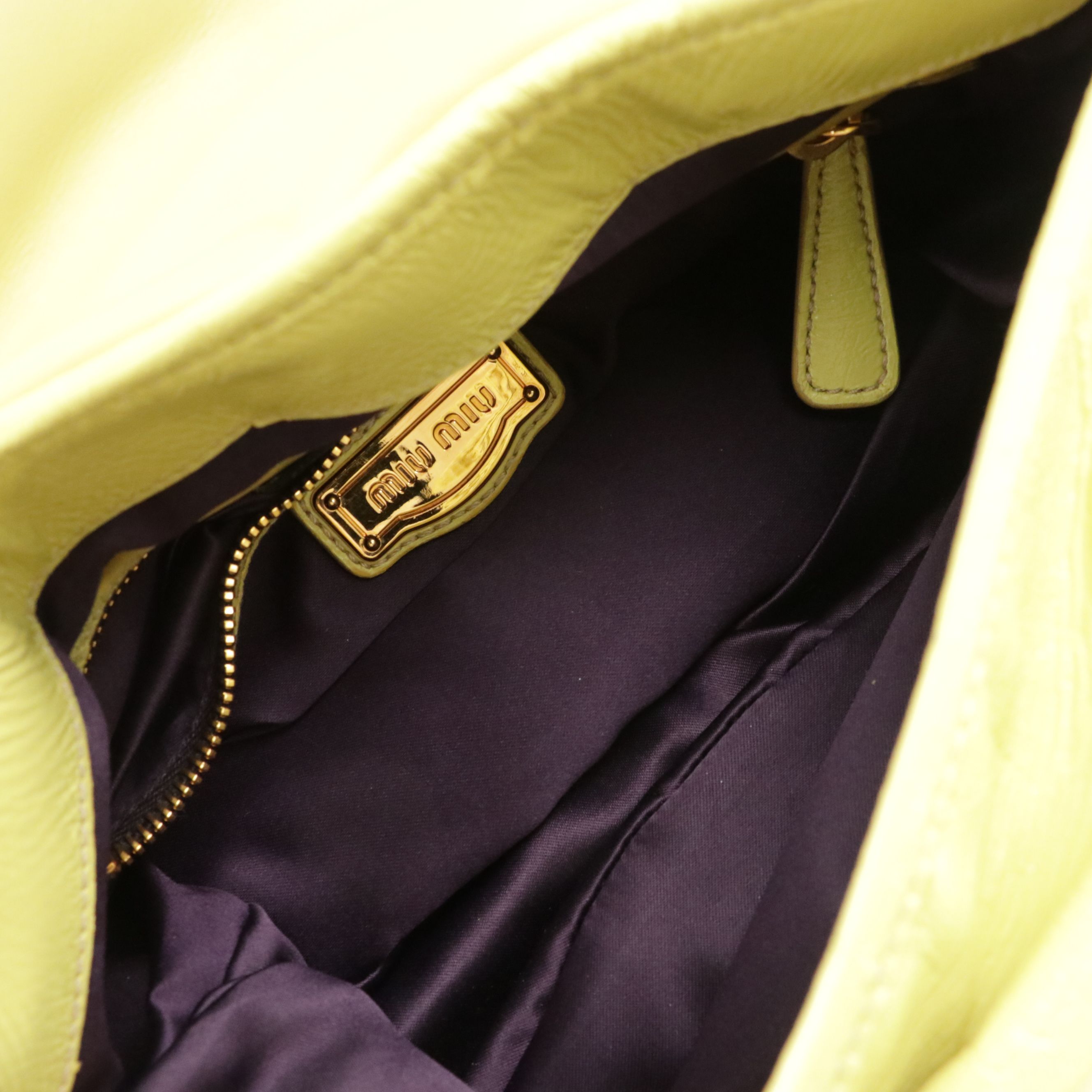 Miu Miu Matelassé Crinkled Leather Two-Way Bag with Braided Handle