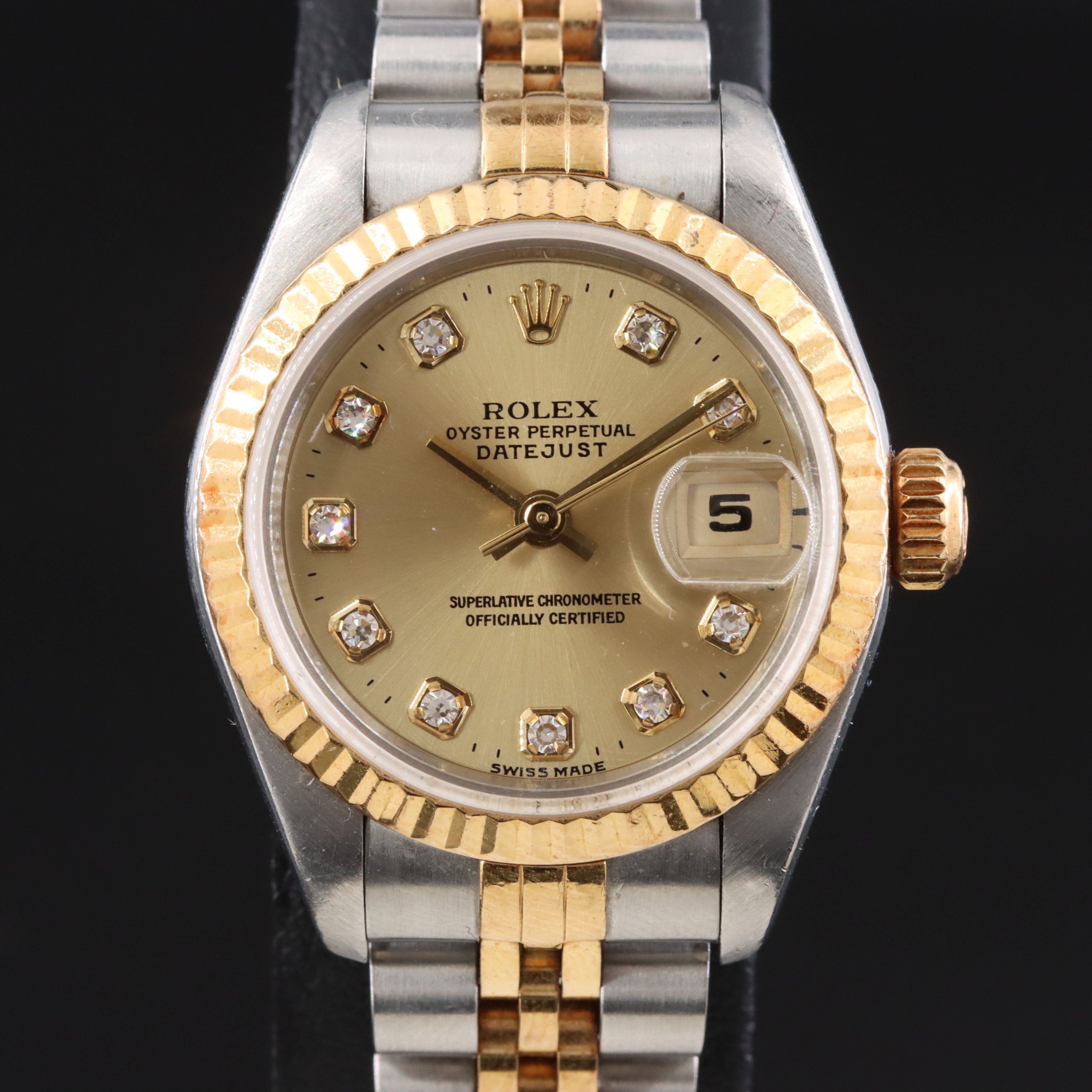 1996 Rolex Factory Diamond Dial 69173 Datejust Watch