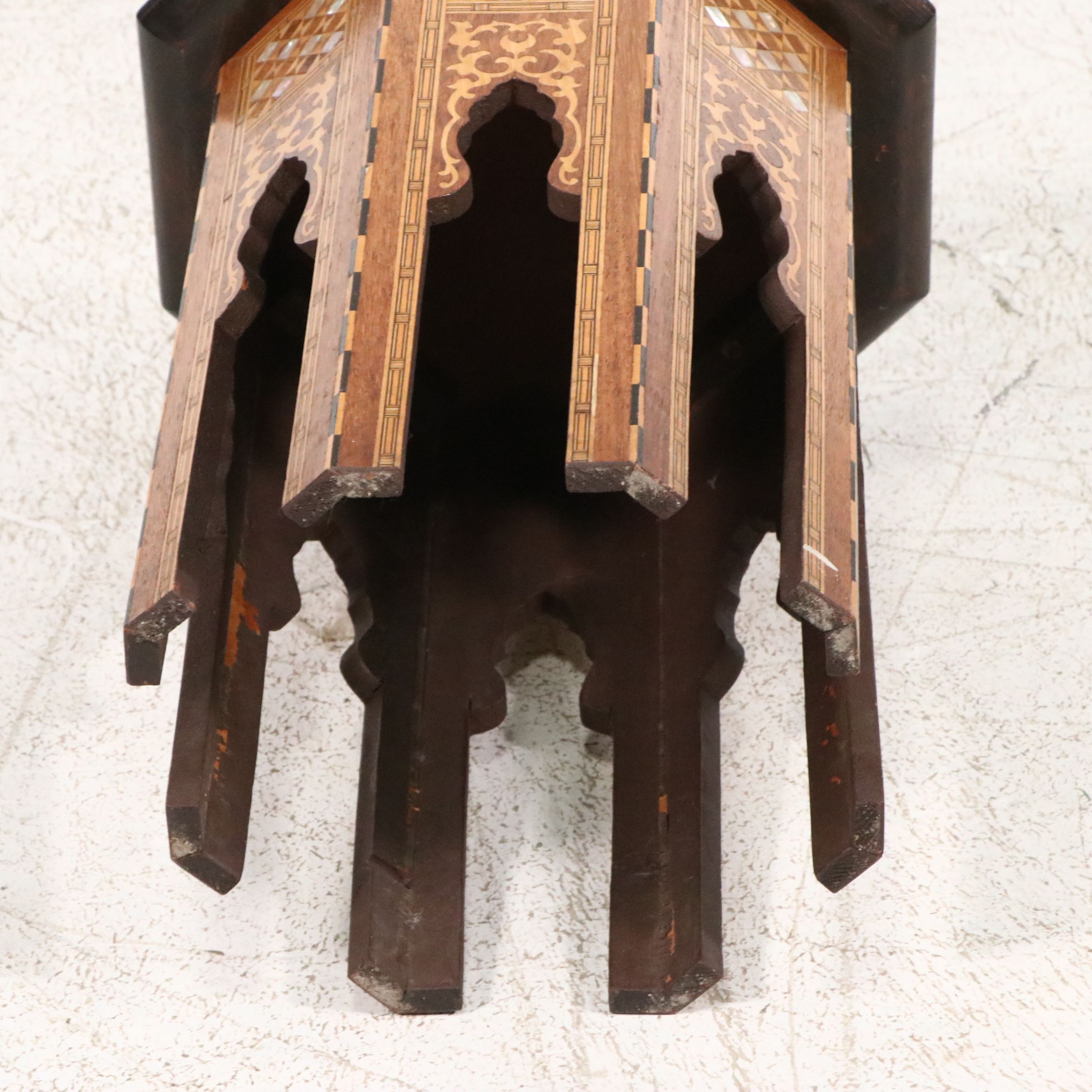 Middle Eastern MOP and Mixed Wood Mosaic Inlaid Side Table