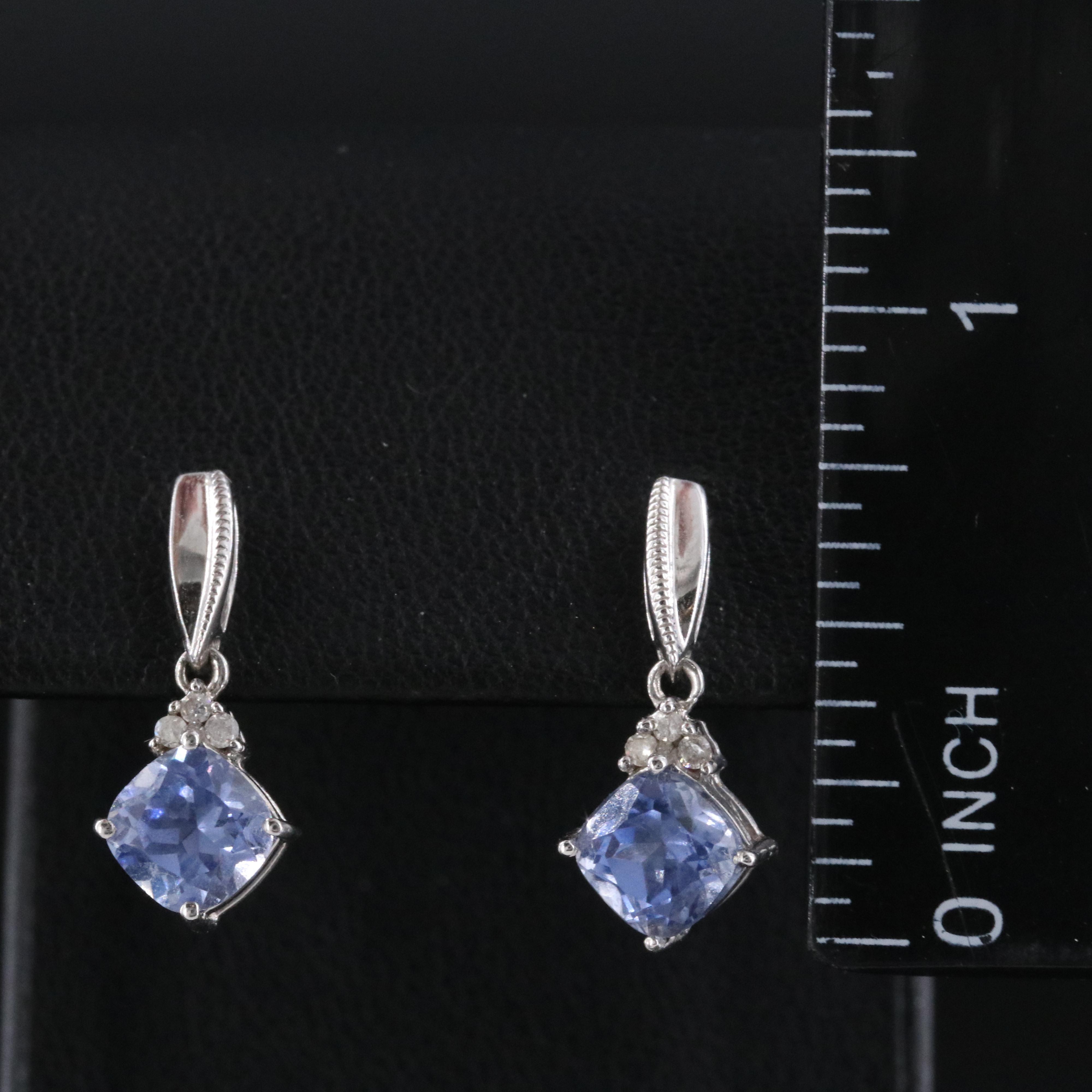 10K Sapphire and Diamond Drop Earrings