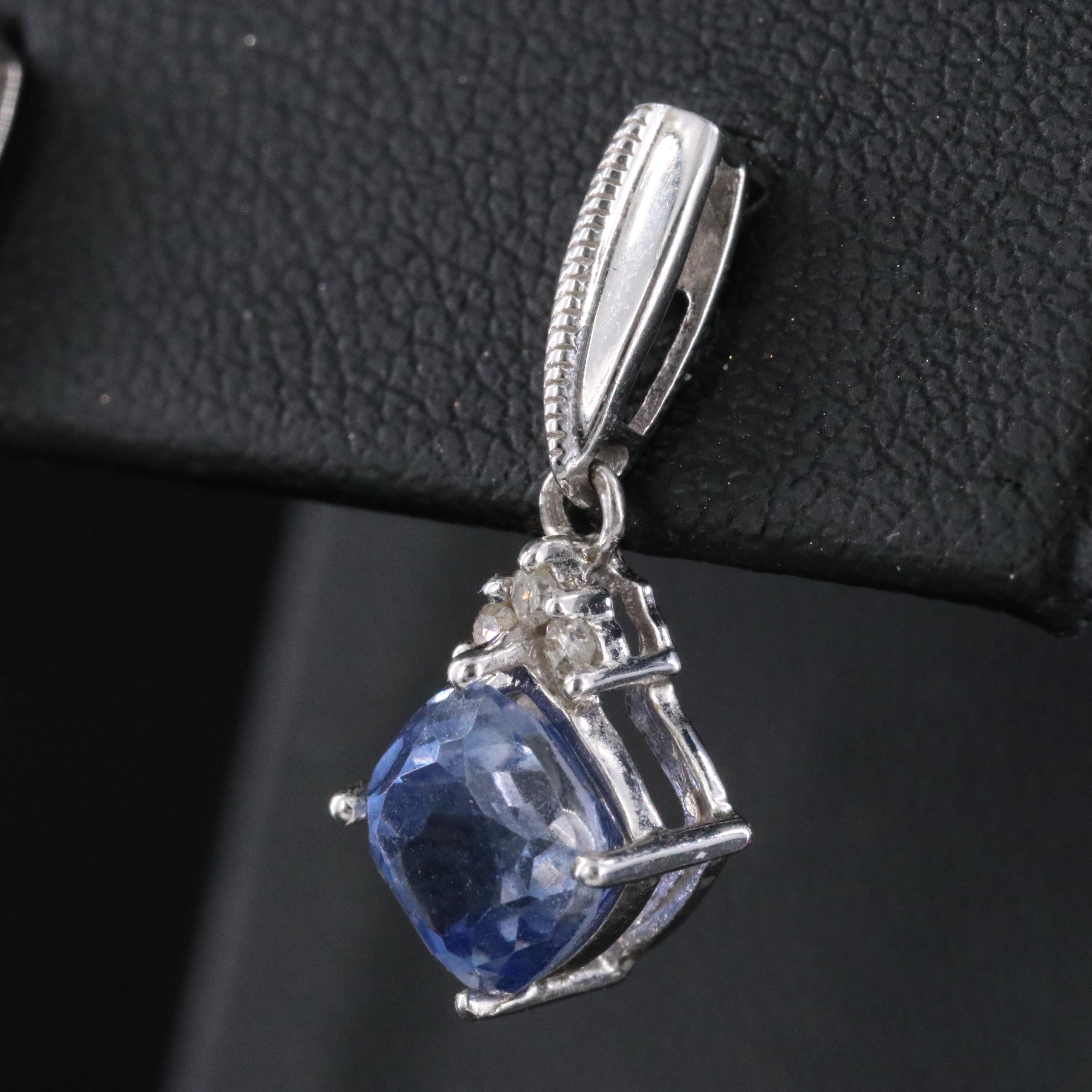 10K Sapphire and Diamond Drop Earrings