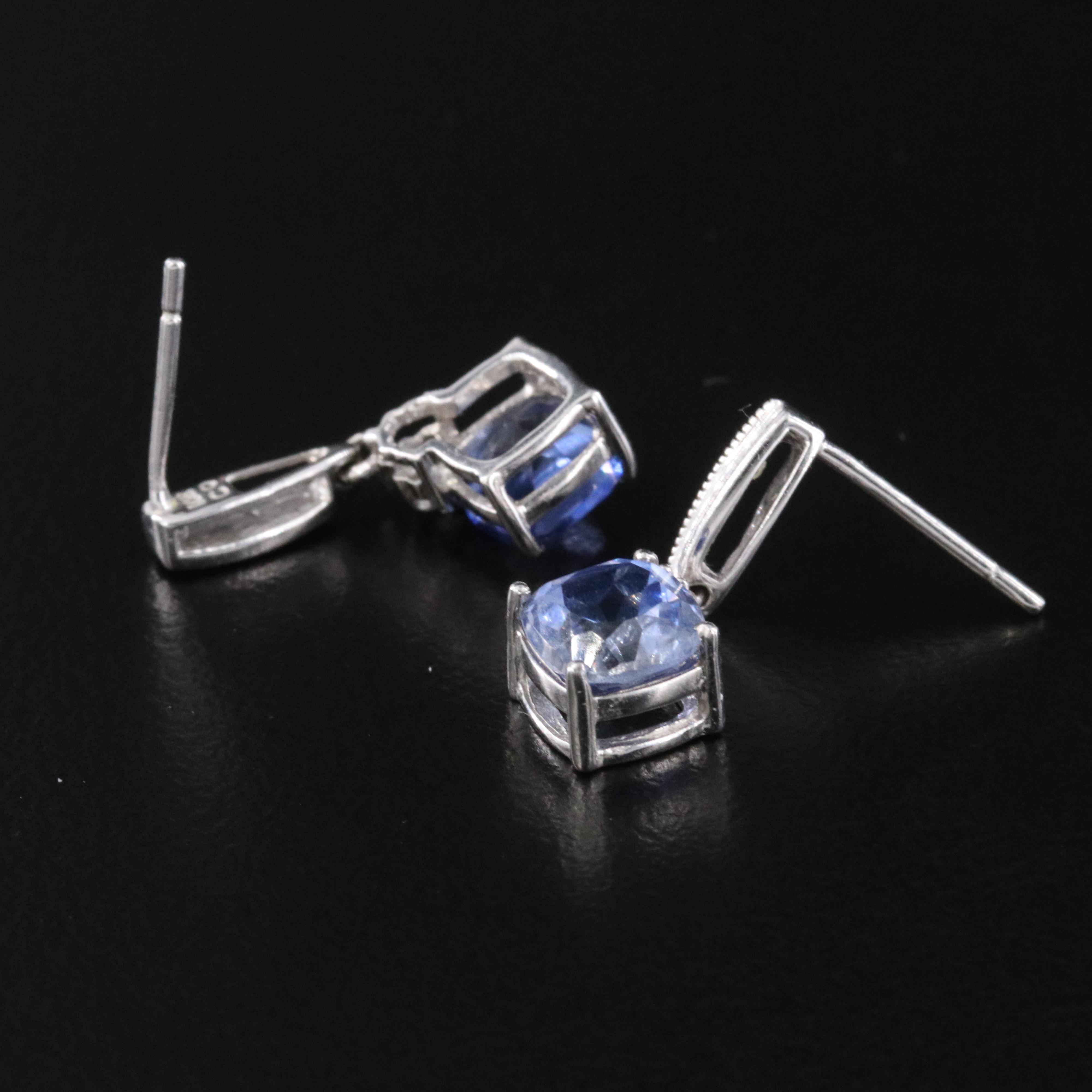 10K Sapphire and Diamond Drop Earrings