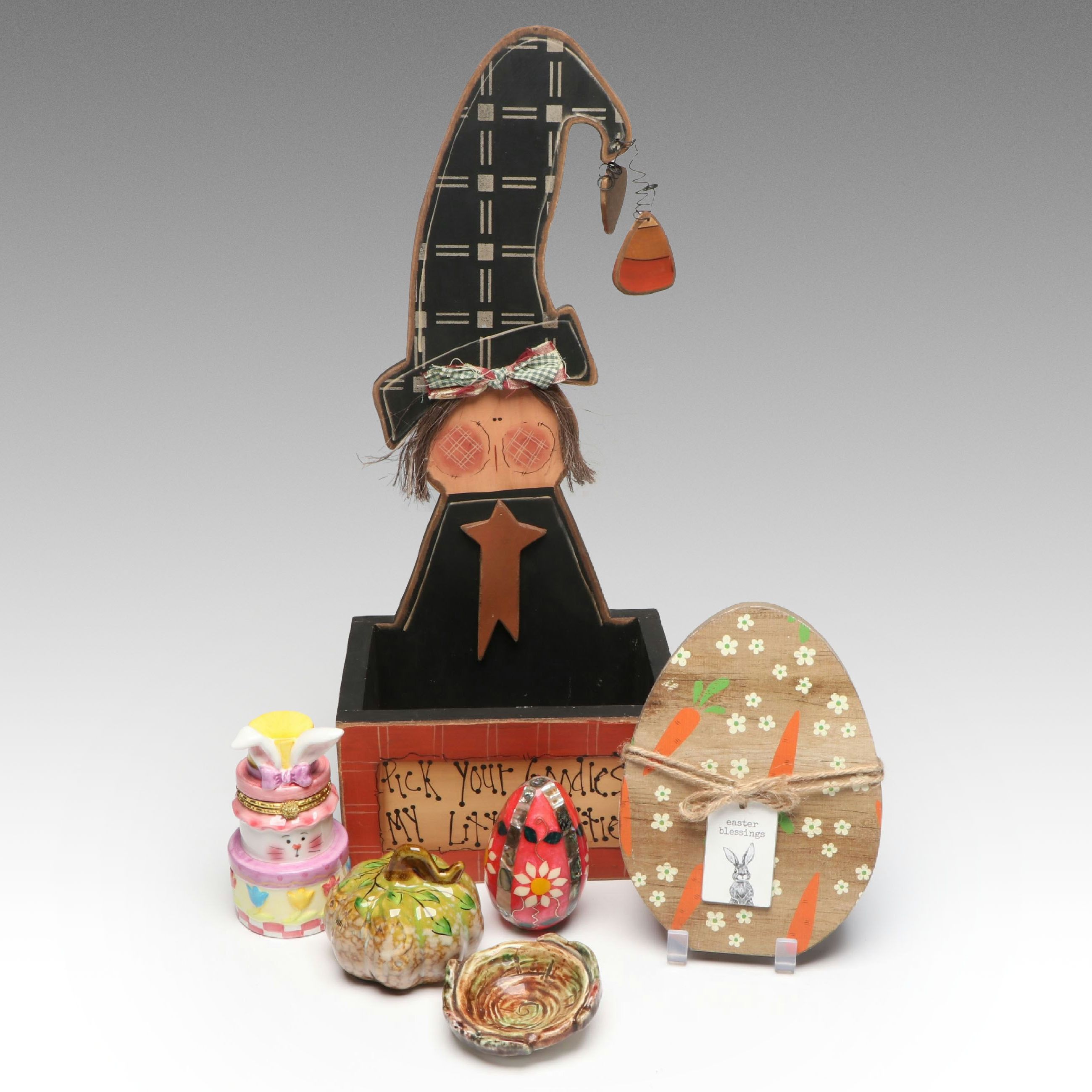 Halloween Character Candy Box with Easter Themed Seasonal Décor