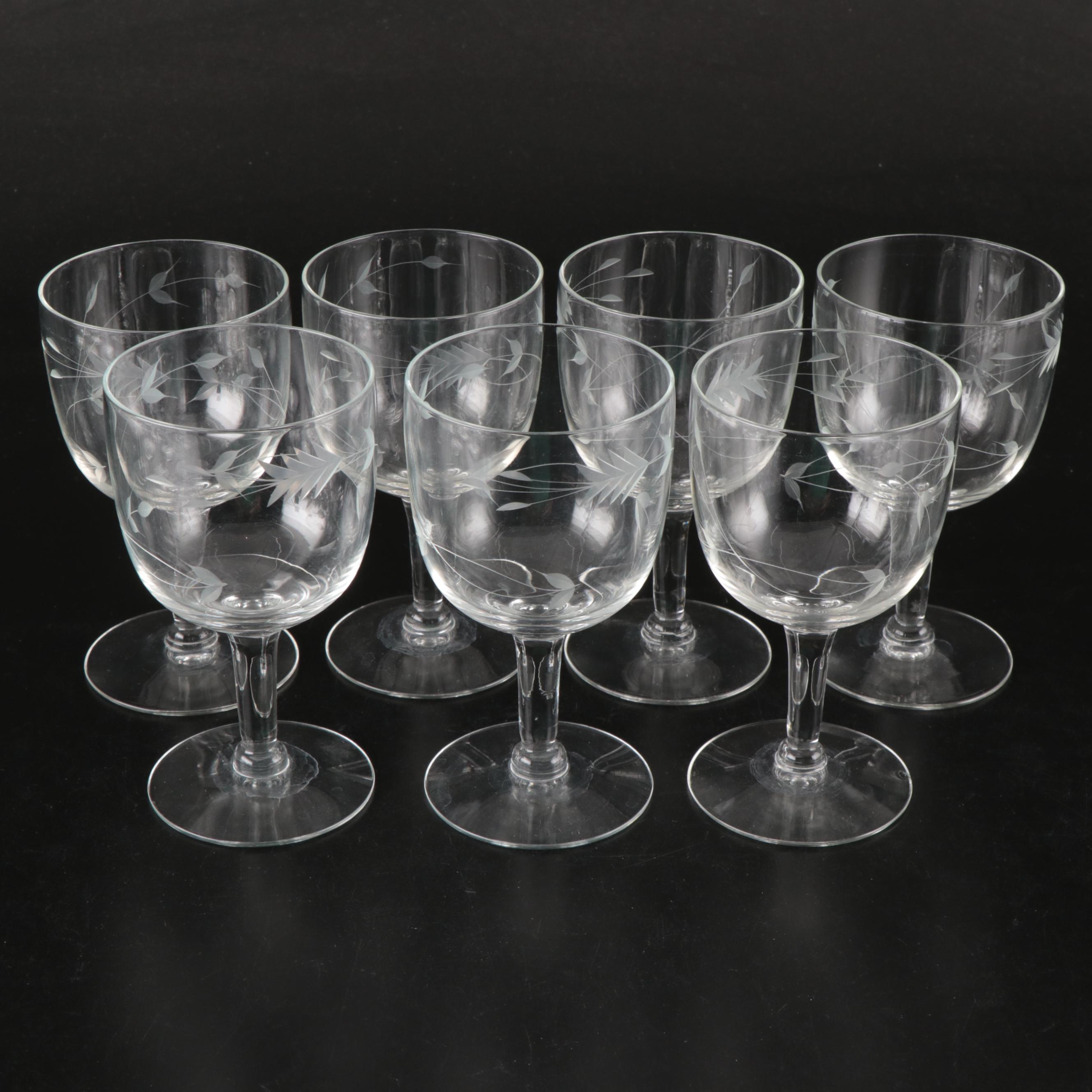 Star and Vine Etched Glass Stemware