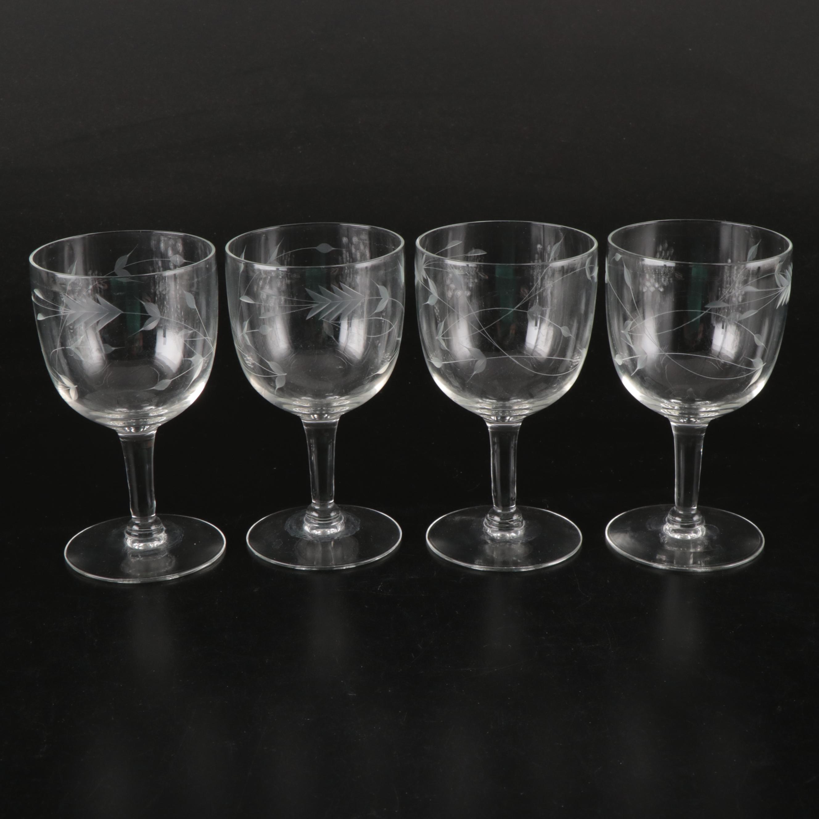 Star and Vine Etched Glass Stemware
