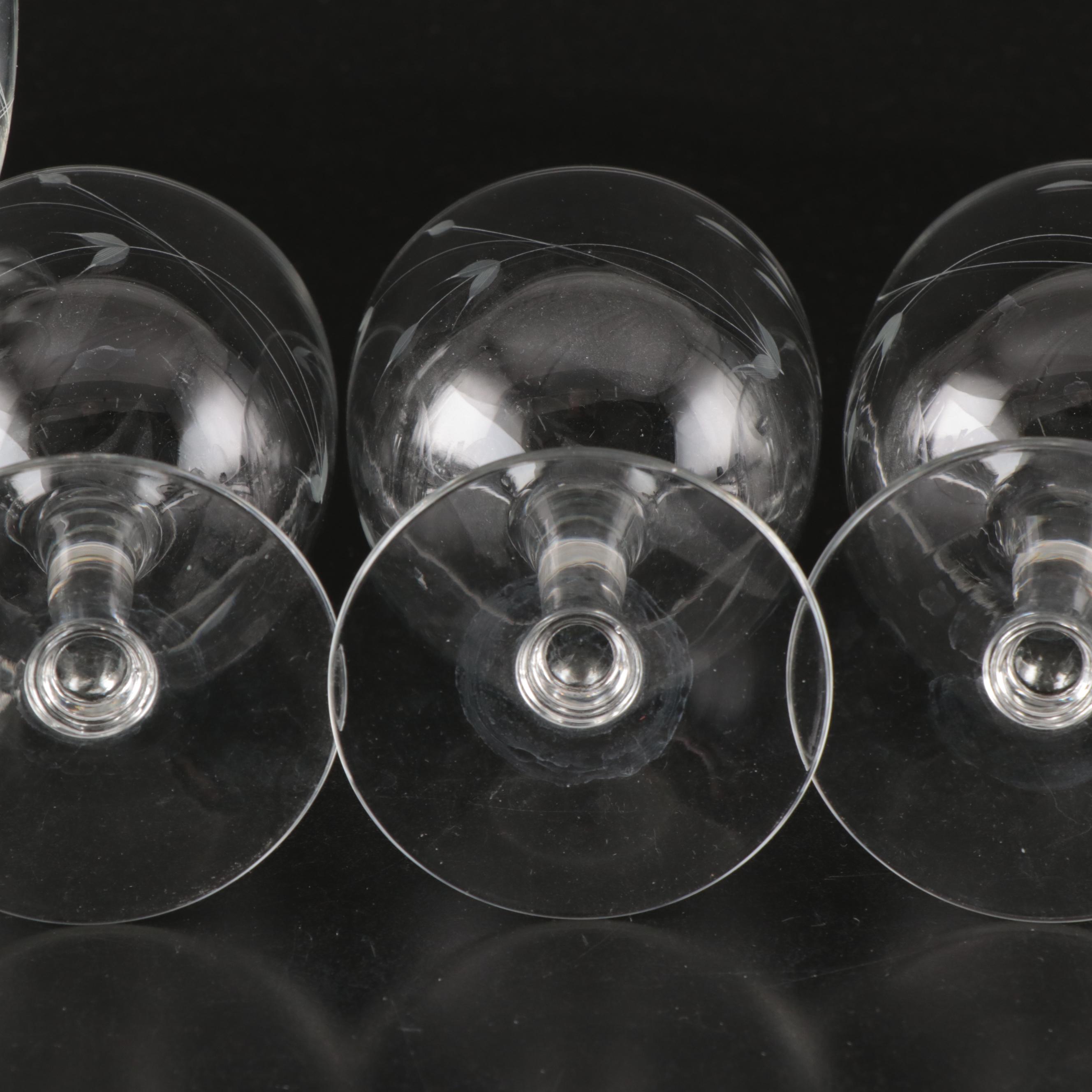 Star and Vine Etched Glass Stemware