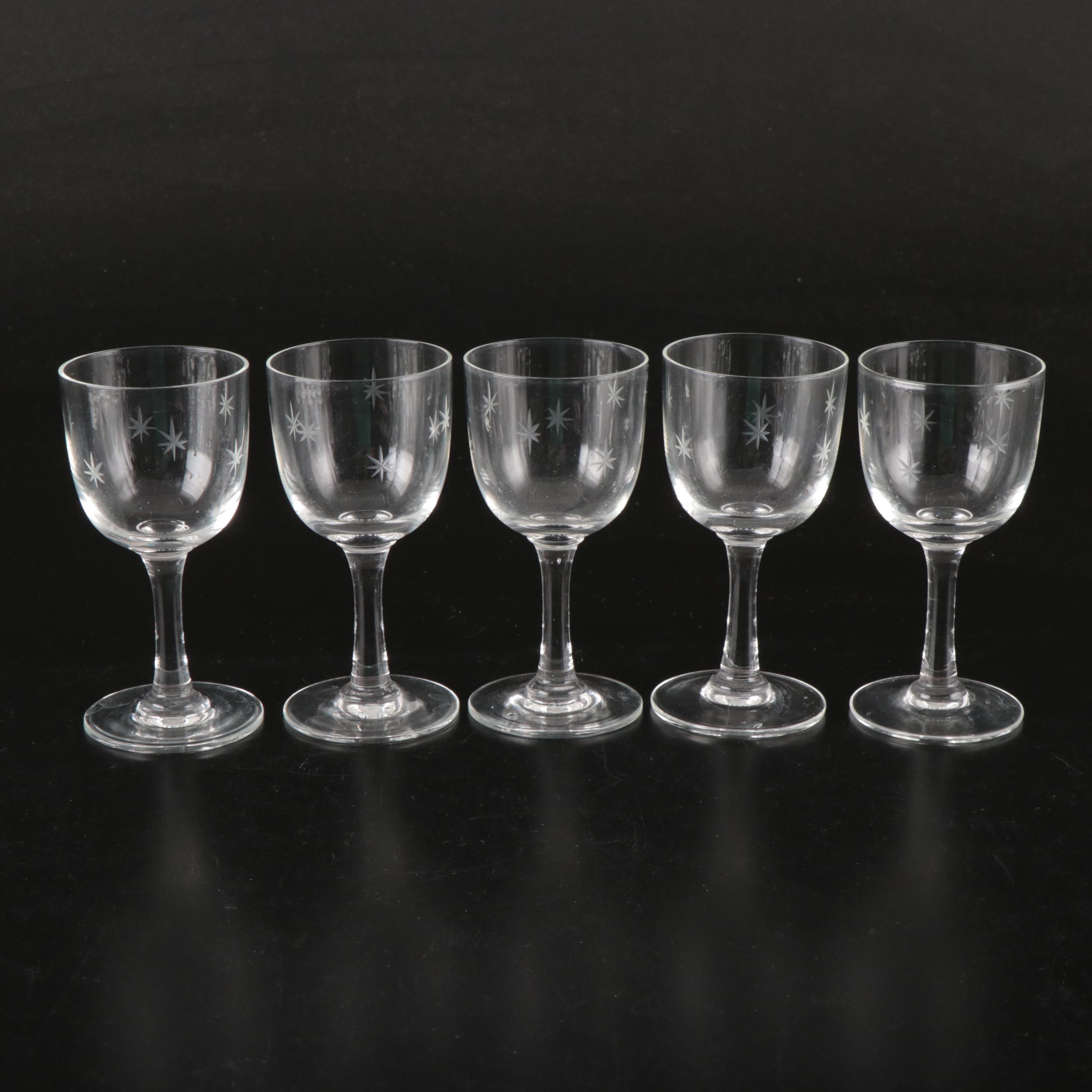 Star and Vine Etched Glass Stemware