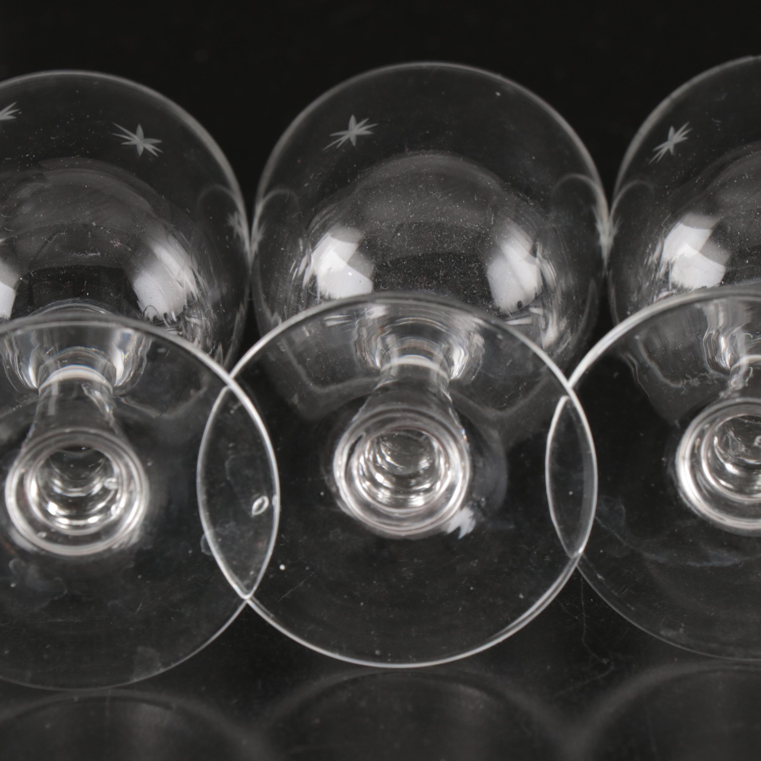 Star and Vine Etched Glass Stemware