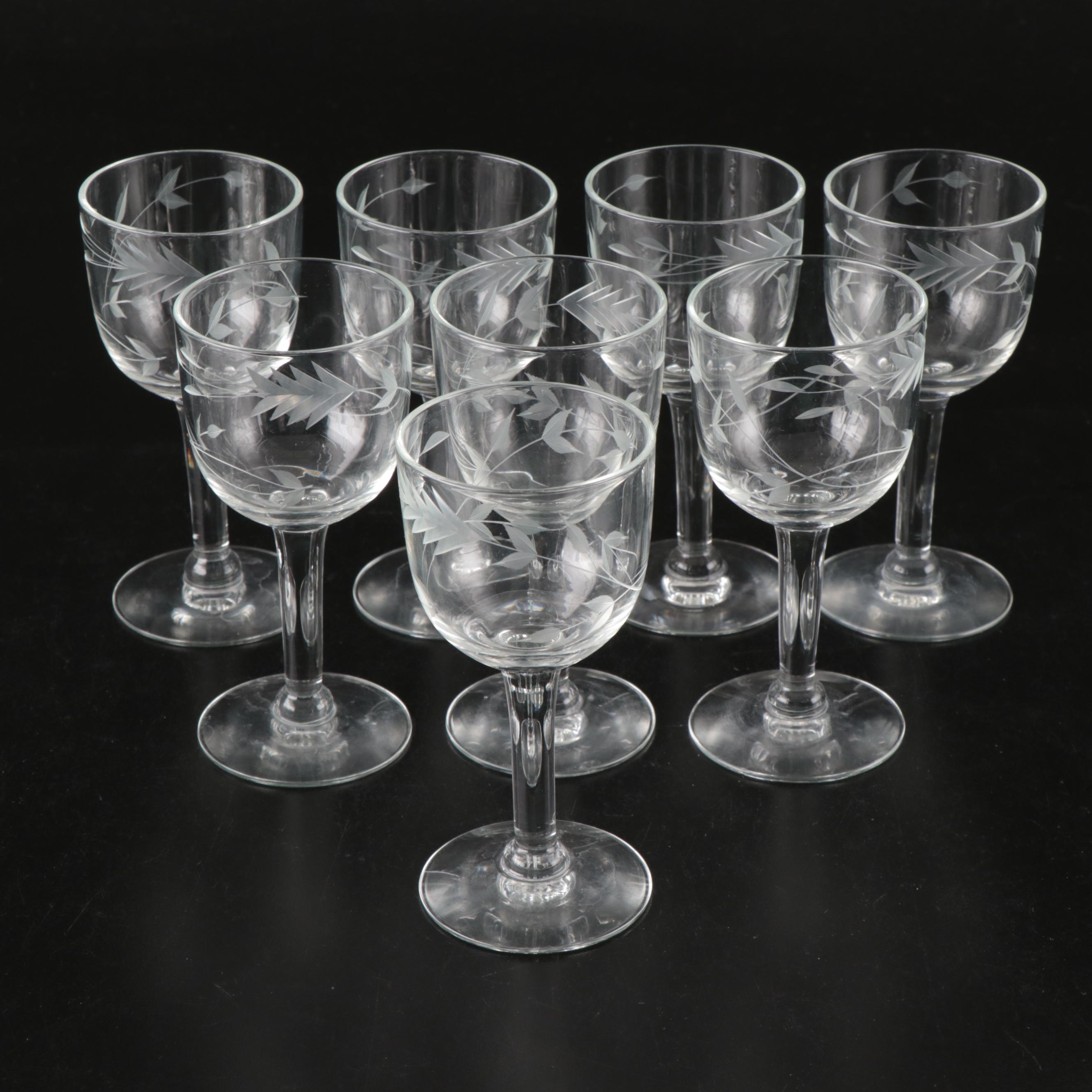 Star and Vine Etched Glass Stemware